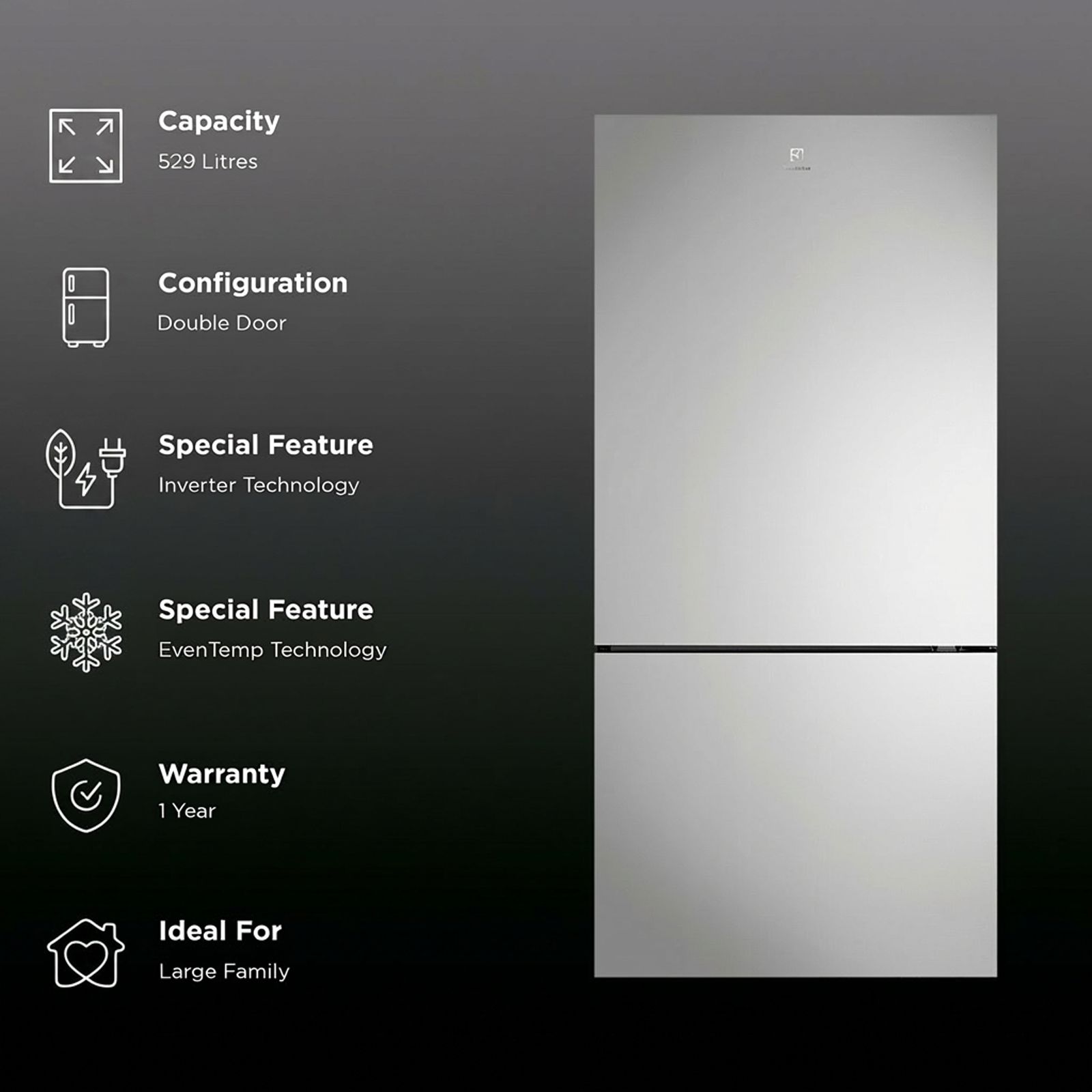 Electrolux UltimateTaste 500 496 Litres 2 Star Frost Free Double Door Bottom Mount Refrigerator with Door Alarm (EBE5302C-S, Stainless Steel)_2