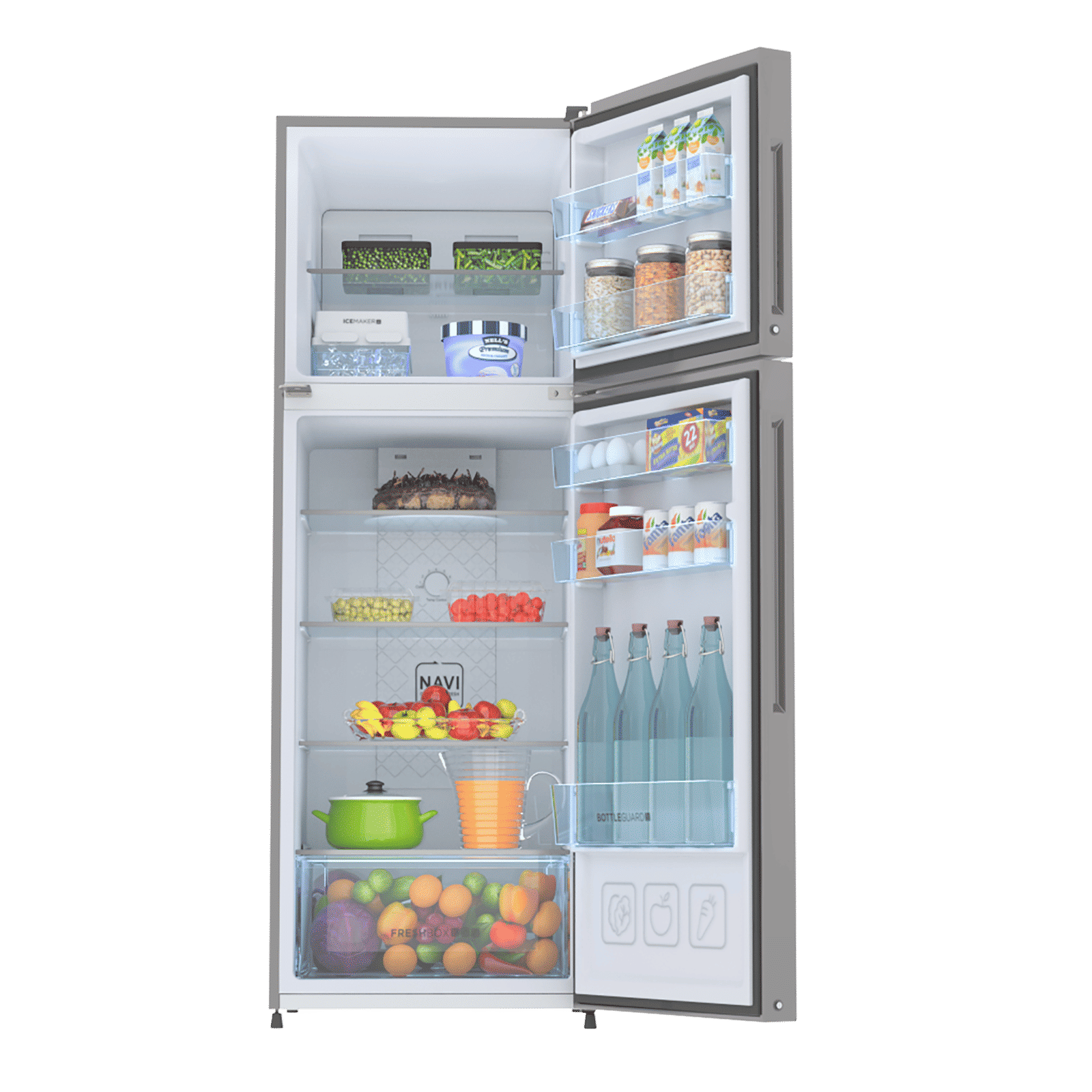 Haier 268 Litres 2 Star Frost Free Double Door Convertible Refrigerator with Turbo Icing (HRF-3182BIS-P, Inox Steel)_5