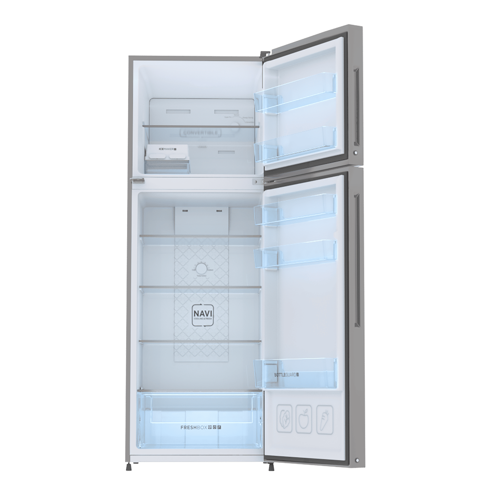 Haier 268 Litres 2 Star Frost Free Double Door Convertible Refrigerator with Turbo Icing (HRF-3182BIS-P, Inox Steel)_6
