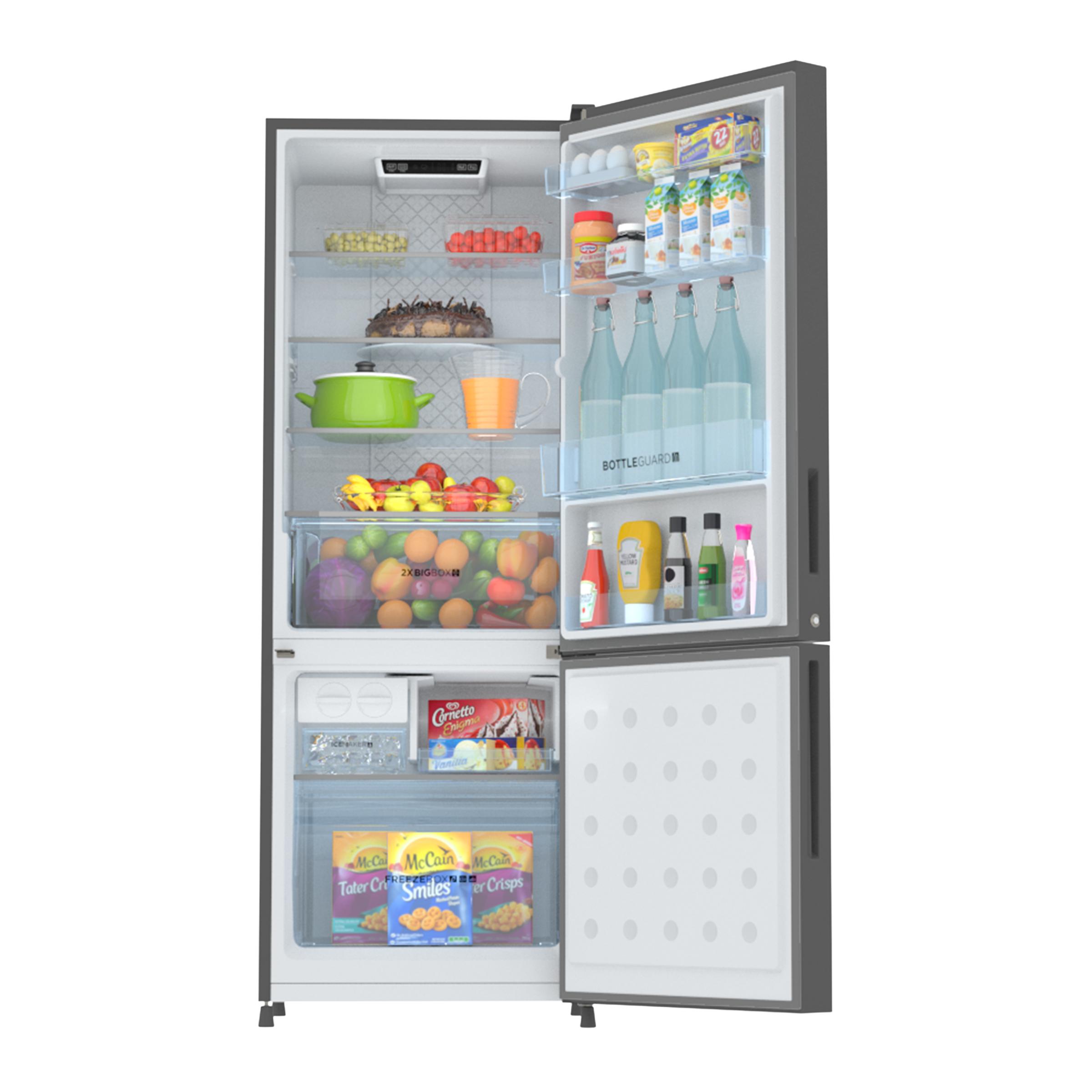 Haier 265 Litres 3 Star Frost Free Double Door Bottom Mount Convertible Refrigerator with Twin Inverter Technology (HRB-3153BIS-P, Inox Steel) Haier 265 Litres 3 Star Frost Free Double Door Bottom Mount Convertible Refrigerator with Twin Inverter Technology (HRB-3153BIS-P, Inox Steel)_5