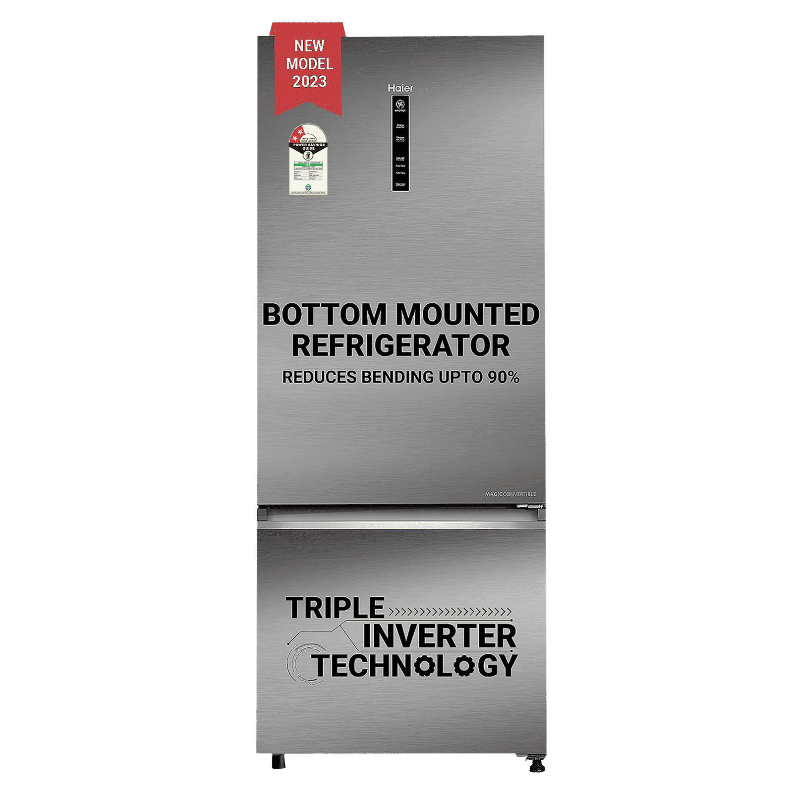 Haier 445 Litres 2 Star Frost Free Double Door Bottom Mount Convertible Refrigerator with Triple Inverter Technology (HRB-4952BIS-P, Inox Steel) Haier 445 Litres 2 Star Frost Free Double Door Bottom Mount Convertible Refrigerator with Triple Inverter Technology (HRB-4952BIS-P, Inox Steel)_1