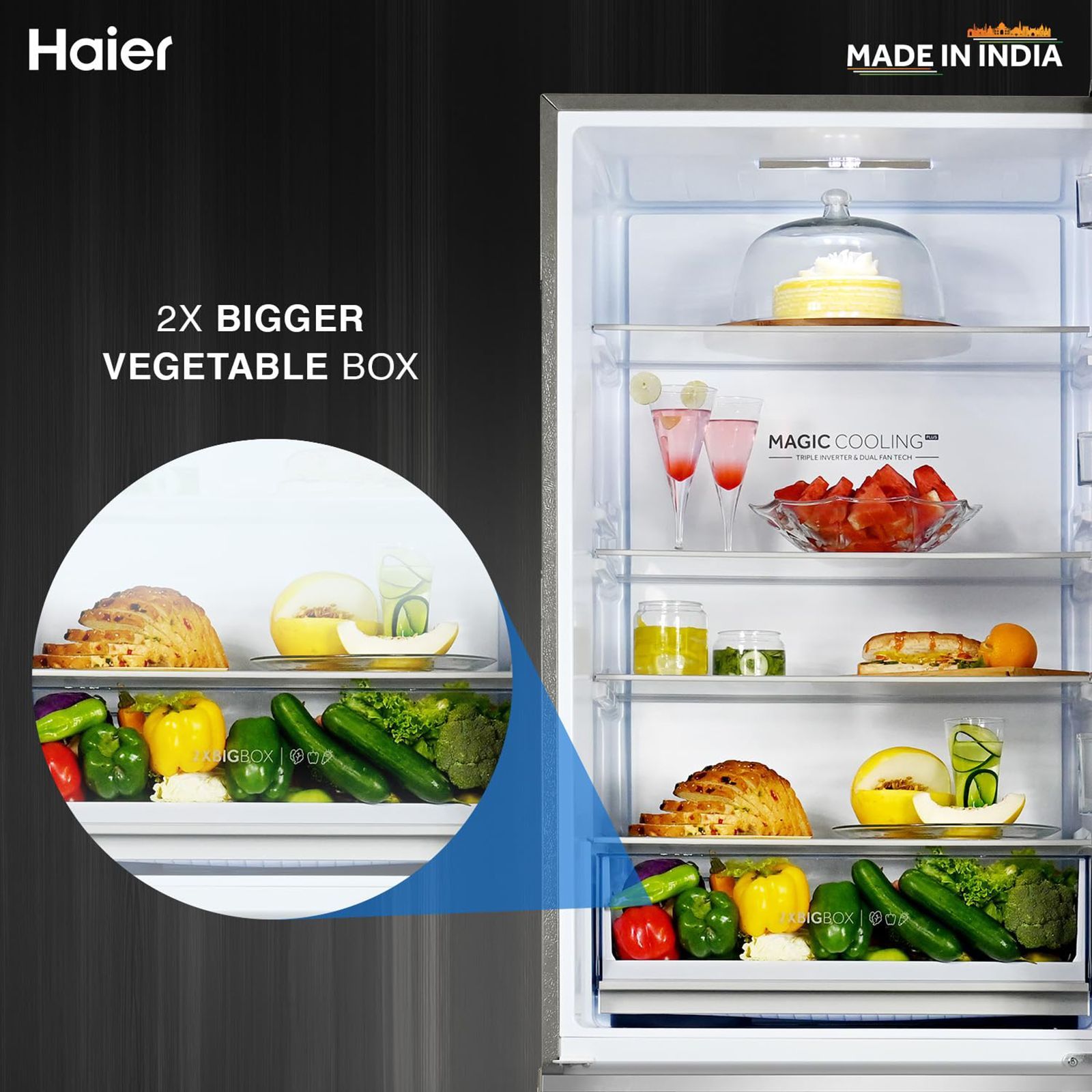Haier 445 Litres 2 Star Frost Free Double Door Bottom Mount Convertible Refrigerator with Triple Inverter Technology (HRB-4952BIS-P, Inox Steel) Haier 445 Litres 2 Star Frost Free Double Door Bottom Mount Convertible Refrigerator with Triple Inverter Technology (HRB-4952BIS-P, Inox Steel)_17