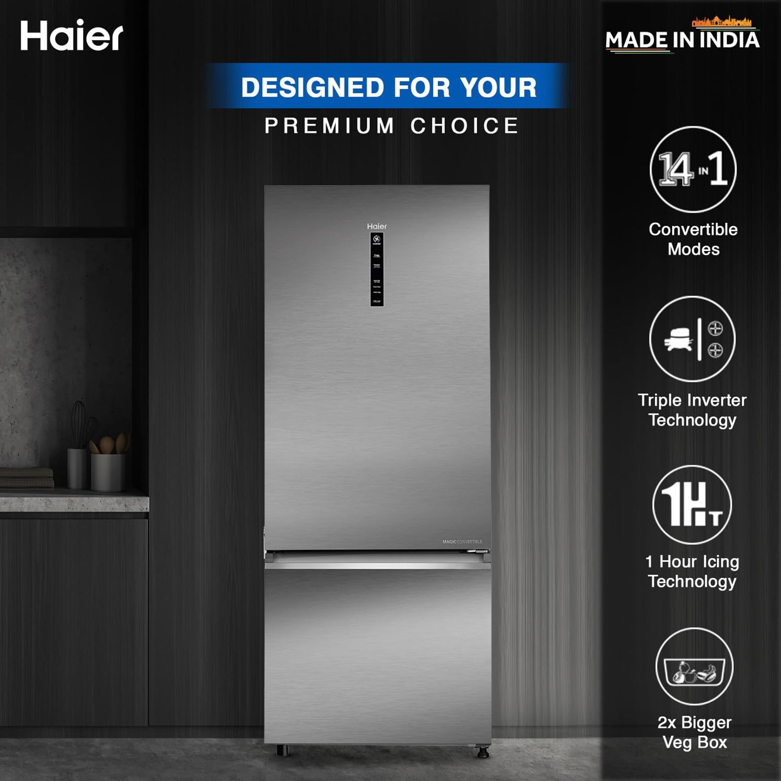 Haier 445 Litres 2 Star Frost Free Double Door Bottom Mount Convertible Refrigerator with Triple Inverter Technology (HRB-4952BIS-P, Inox Steel) Haier 445 Litres 2 Star Frost Free Double Door Bottom Mount Convertible Refrigerator with Triple Inverter Technology (HRB-4952BIS-P, Inox Steel)_19