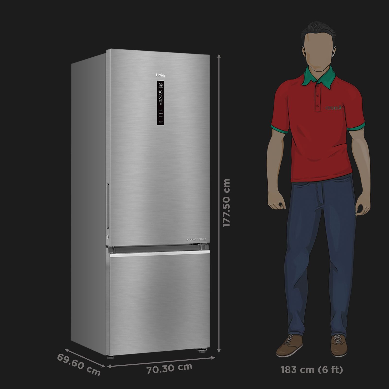 Haier 445 Litres 2 Star Frost Free Double Door Bottom Mount Convertible Refrigerator with Triple Inverter Technology (HRB-4952BIS-P, Inox Steel) Haier 445 Litres 2 Star Frost Free Double Door Bottom Mount Convertible Refrigerator with Triple Inverter Technology (HRB-4952BIS-P, Inox Steel)_2