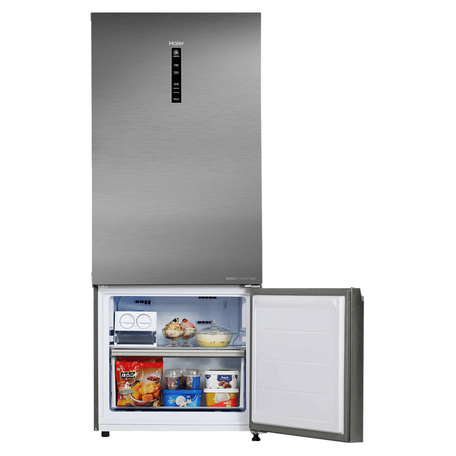 Haier 445 Litres 2 Star Frost Free Double Door Bottom Mount Convertible Refrigerator with Triple Inverter Technology (HRB-4952BIS-P, Inox Steel) Haier 445 Litres 2 Star Frost Free Double Door Bottom Mount Convertible Refrigerator with Triple Inverter Technology (HRB-4952BIS-P, Inox Steel)_9