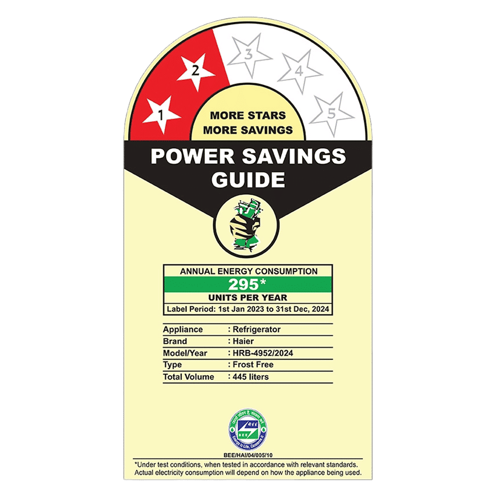 Haier 445 Litres 2 Star Frost Free Double Door Bottom Mount Convertible Refrigerator with Triple Inverter Technology (HRB-4952CKG-P, Black Glass) Haier 445 Litres 2 Star Frost Free Double Door Bottom Mount Convertible Refrigerator with Triple Inverter Technology (HRB-4952CKG-P, Black Glass)_9