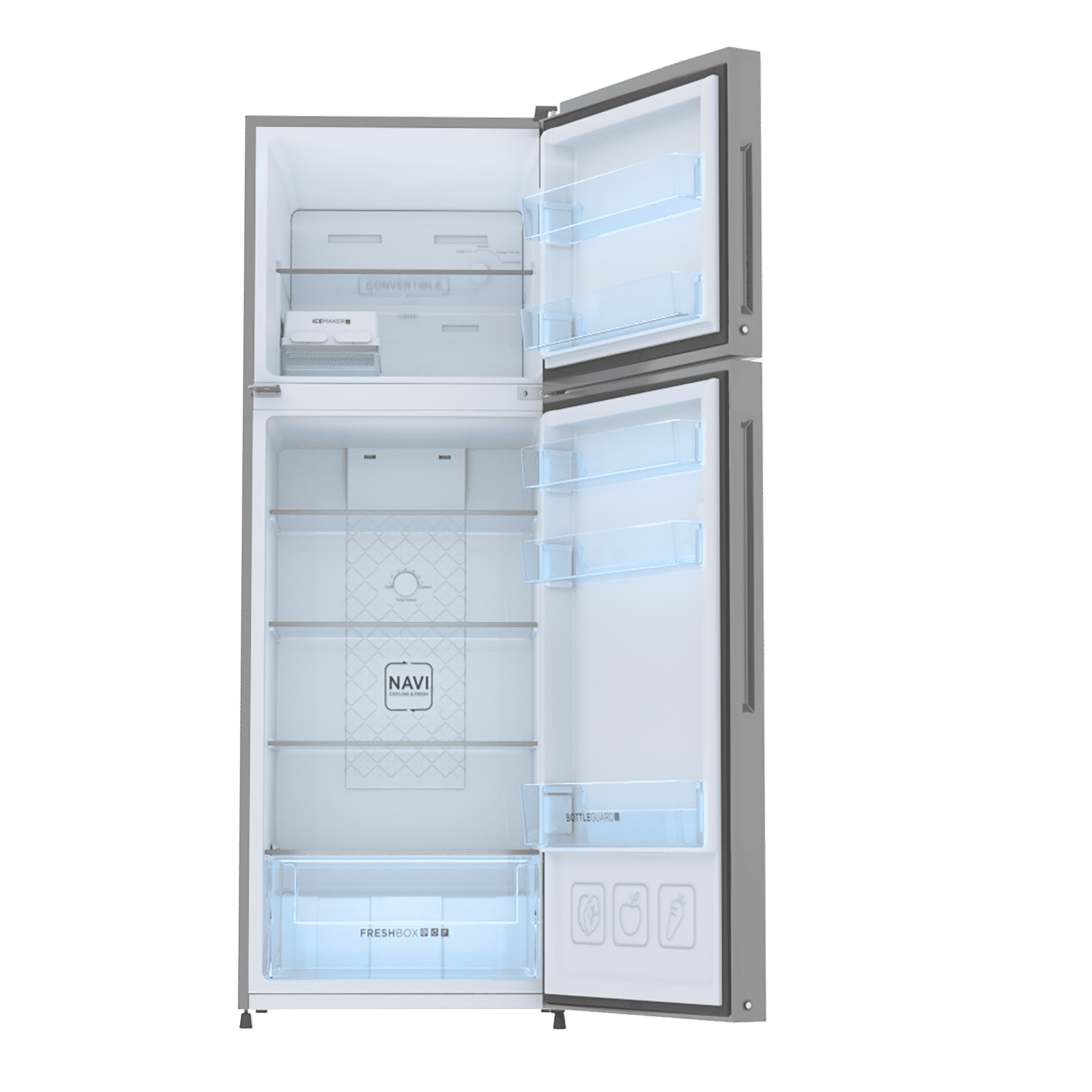 Haier 240 Litres 2 Star Frost Free Double Door Convertible Refrigerator with Turbo Icing (HRF-2902BMS-P, Moon Silver)_6