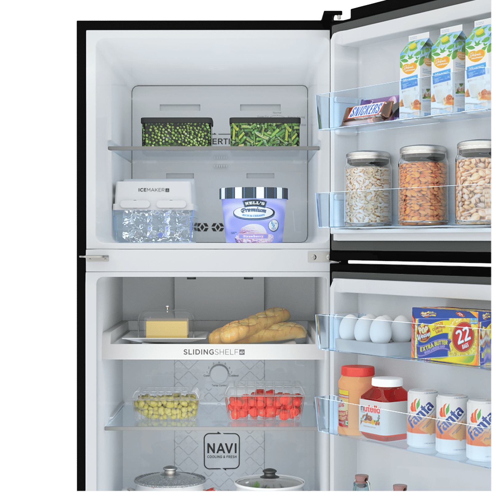 Haier 240 Litres 3 Star Frost Free Double Door Convertible Refrigerator with Turbo Icing (HRF-2903CSG-P, Spiral Glass)_5