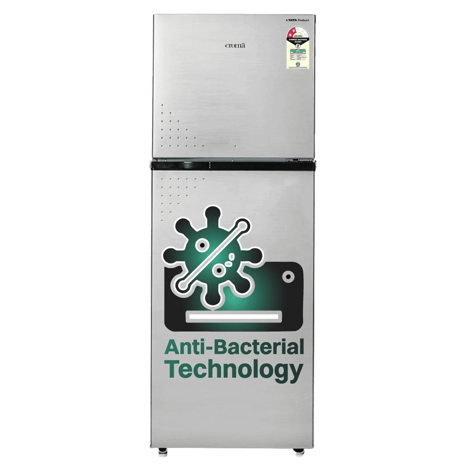 Croma 256 Litres 2 Star Frost Free Double Door Refrigerator with Inverter Technology ( Shining Silver) Croma 256 Litres 2 Star Frost Free Double Door Refrigerator with Inverter Technology ( Shining Silver)_1