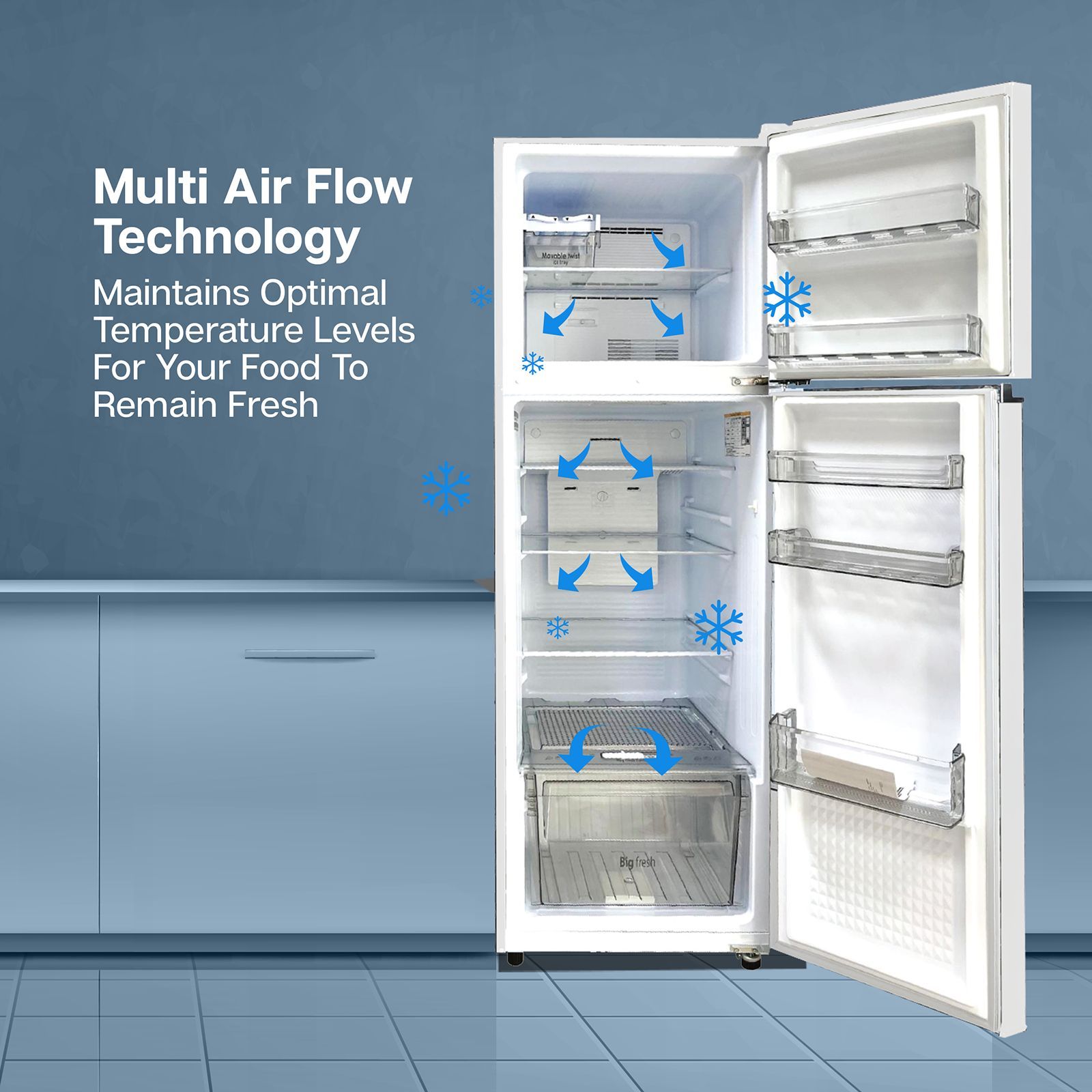 Croma 256 Litres 2 Star Frost Free Double Door Refrigerator with Inverter Technology ( Shining Silver)_8