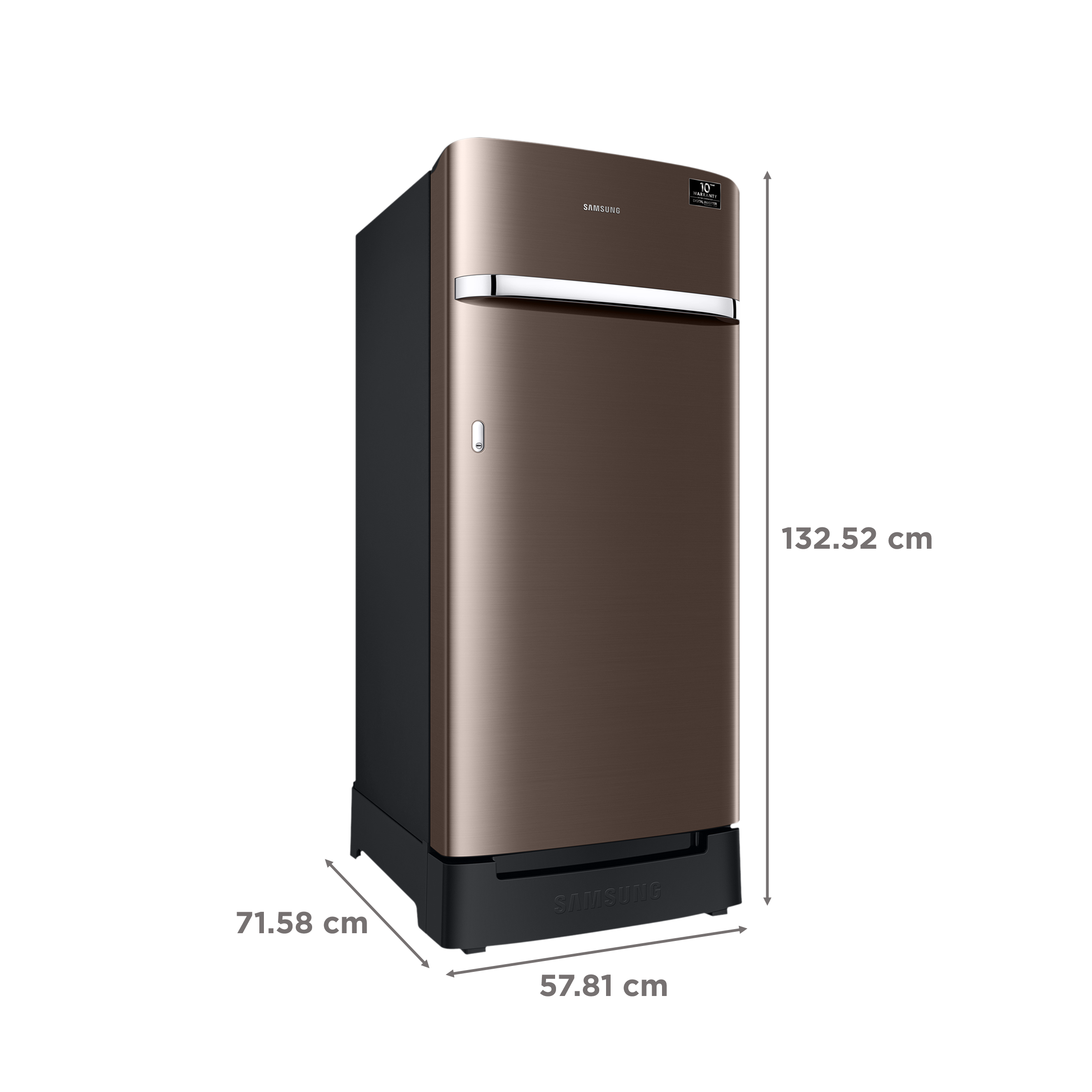 SAMSUNG Horizontal Curve 189 Litres 5 Star Direct Cool Single Door Refrigerator with Anti Bacterial Gasket (RR21C2H25DX/HL, Luxe Brown)_3