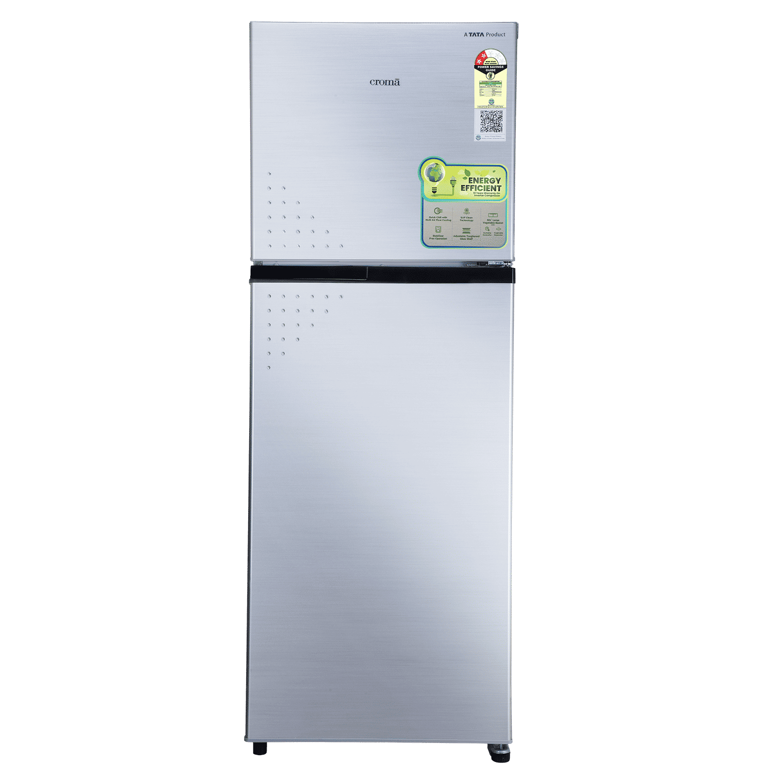 Croma 236 Litres 2 Star Frost Free Double Door Refrigerator with Inverter Technology ( Shining Silver)_1
