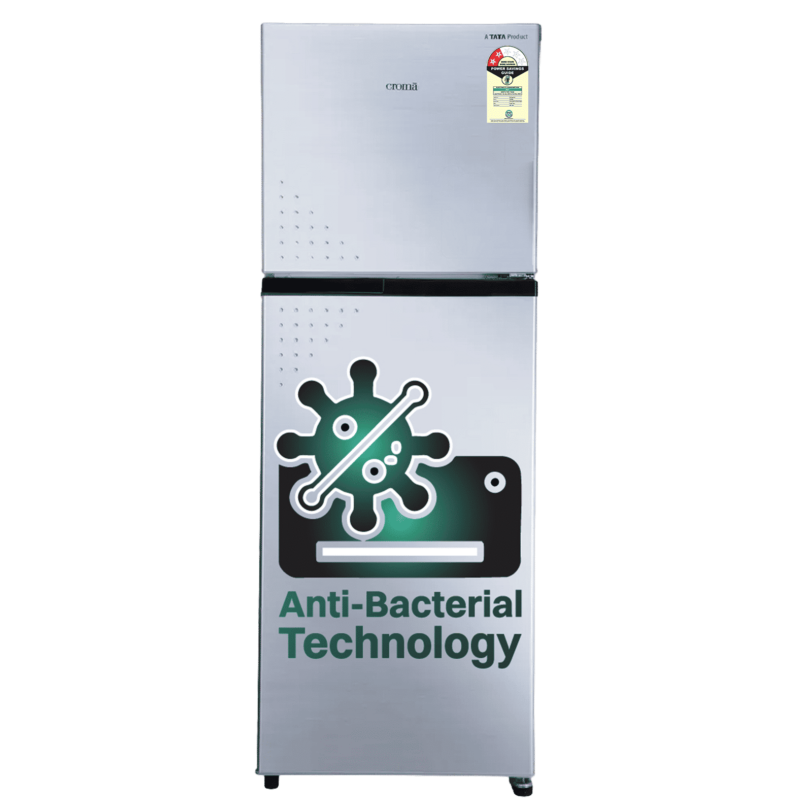 Croma 236 Litres 2 Star Frost Free Double Door Refrigerator with Inverter Technology ( Shining Silver)_1