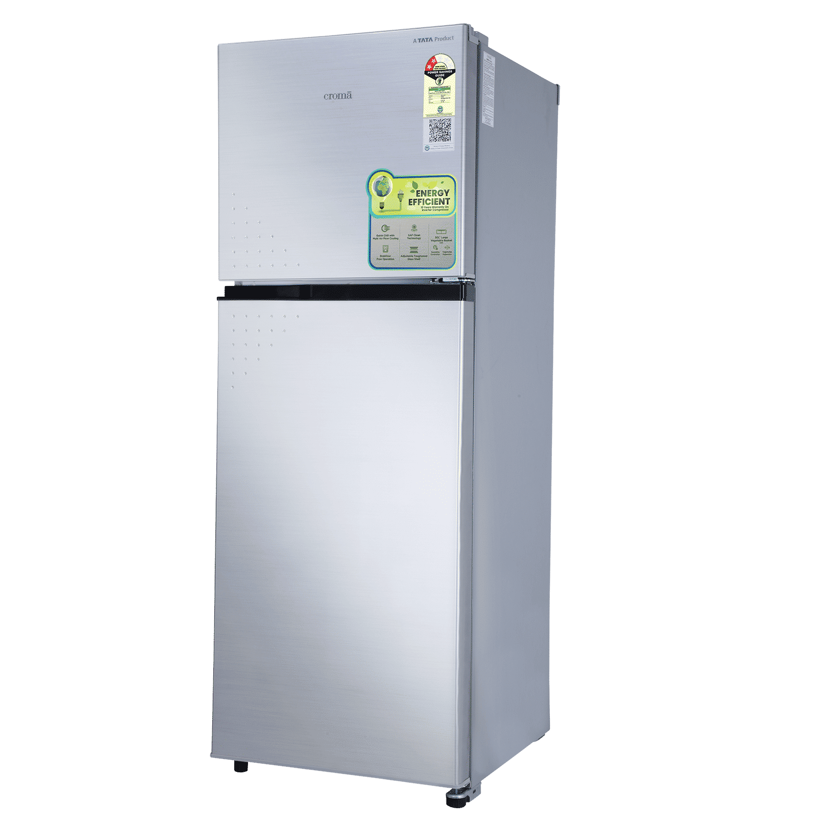 Croma 236 Litres 2 Star Frost Free Double Door Refrigerator with Inverter Technology ( Shining Silver)_11