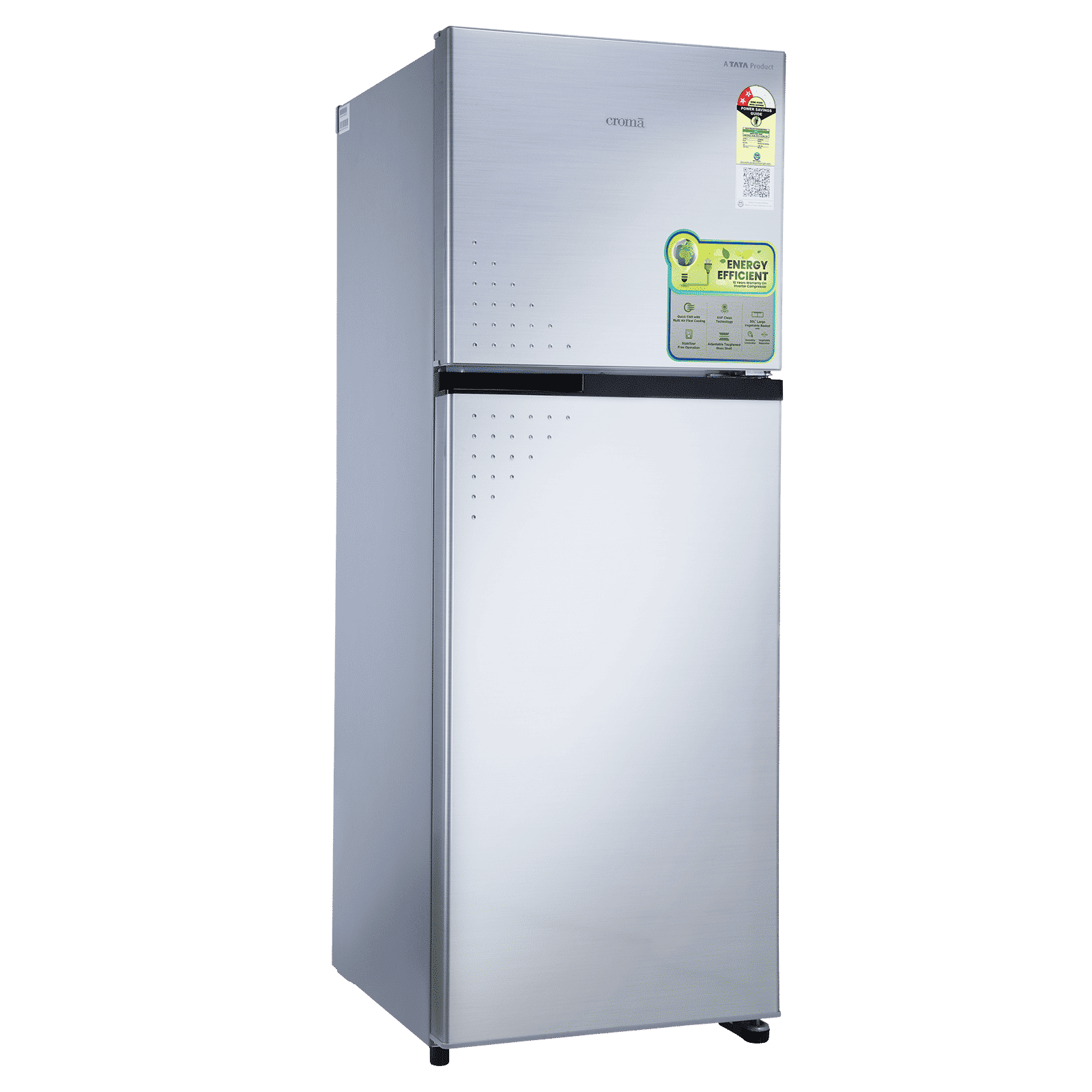 Croma 236 Litres 2 Star Frost Free Double Door Refrigerator with Inverter Technology ( Shining Silver)_11