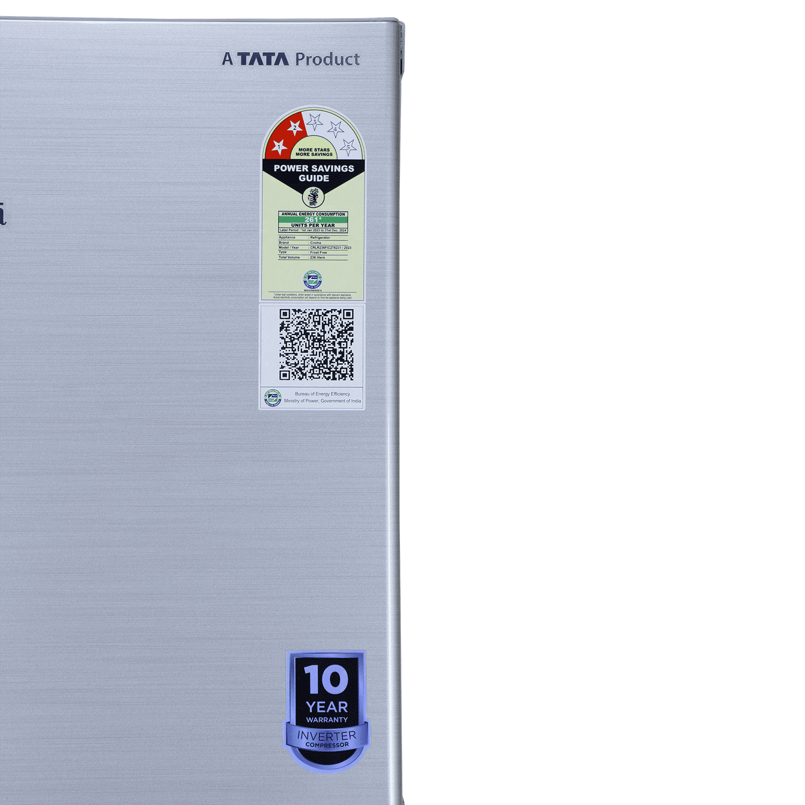 Croma 236 Litres 2 Star Frost Free Double Door Refrigerator with Inverter Technology ( Shining Silver)_19