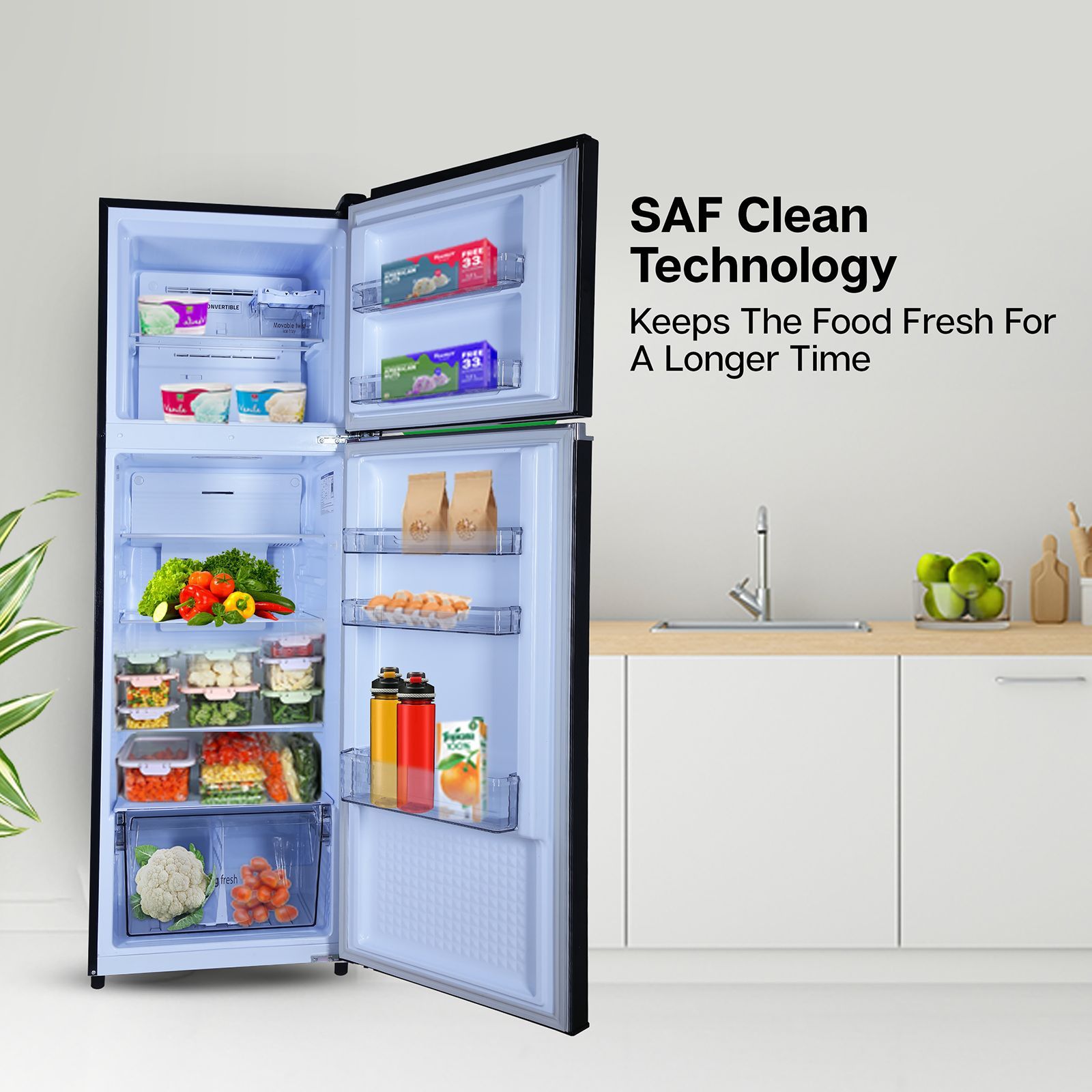 Croma 303 Litres 3 Star Frost Free Double Door Convertible Refrigerator with Inverter Technology ( Black Uniglass) Croma 303 Litres 3 Star Frost Free Double Door Convertible Refrigerator with Inverter Technology ( Black Uniglass)_6