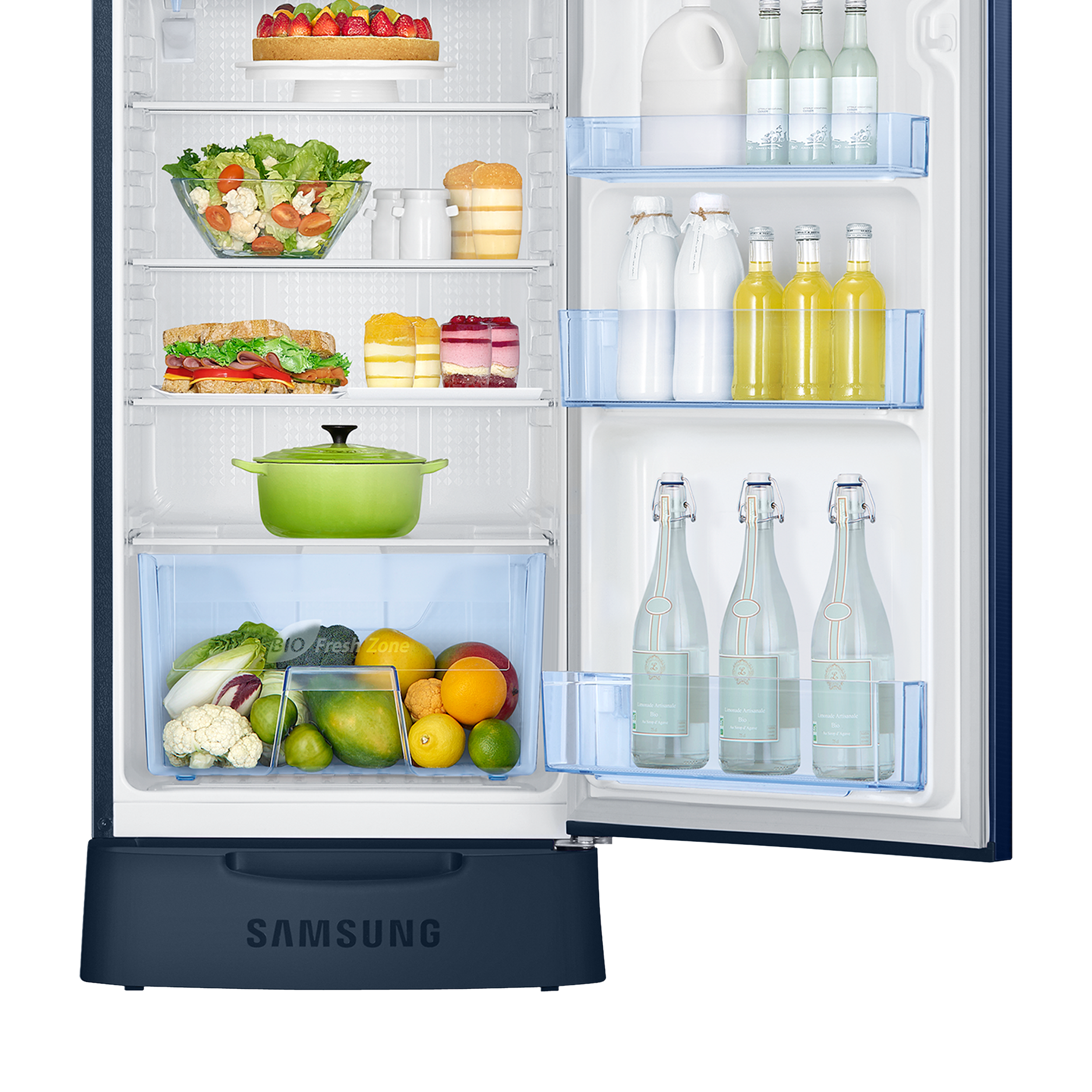 SAMSUNG Stylish Grande 223 Litres3 Star Direct Cool Single Door Refrigerator with Base Stand Drawer (RR24C2823CU/NL, Camellia Blue)_11