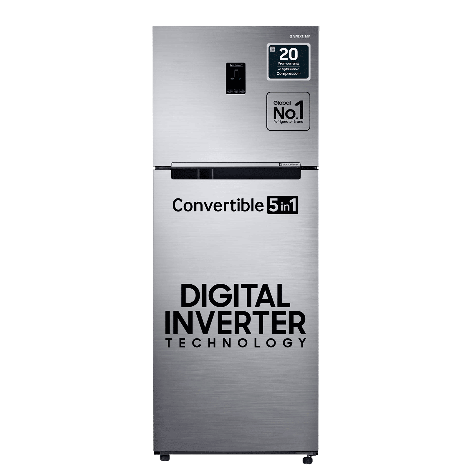 SAMSUNG 385 Litres 2 Star Frost Free Double Door Convertible Refrigerator with Deodorizer (RT42C5532S8/HL, Elegant Inox)_1