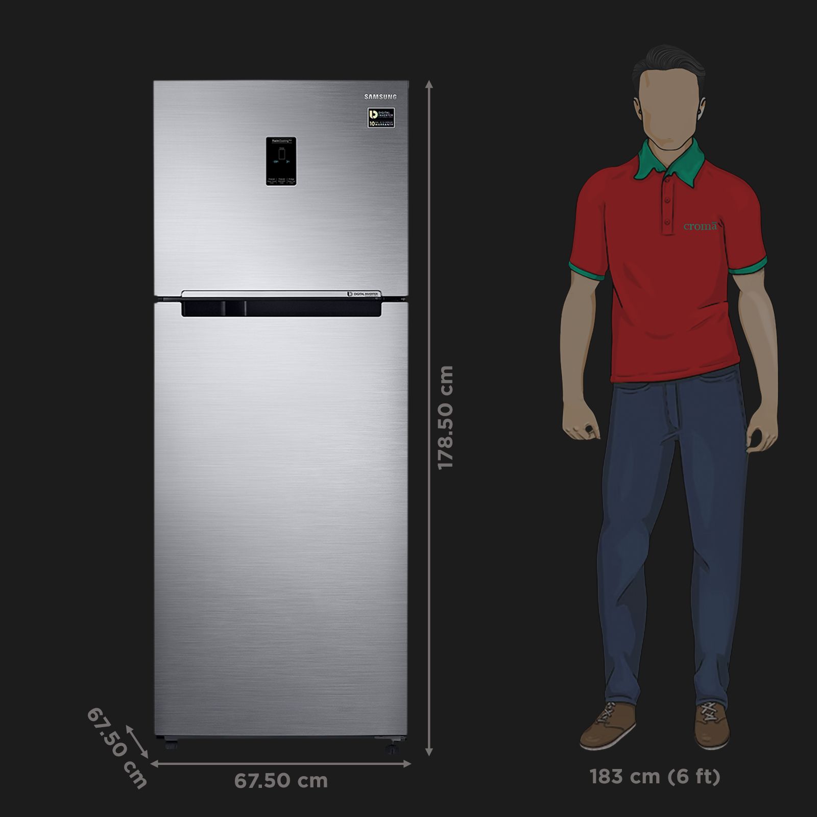 SAMSUNG 385 Litres 2 Star Frost Free Double Door Convertible Refrigerator with Deodorizer (RT42C5532S8/HL, Elegant Inox)_2