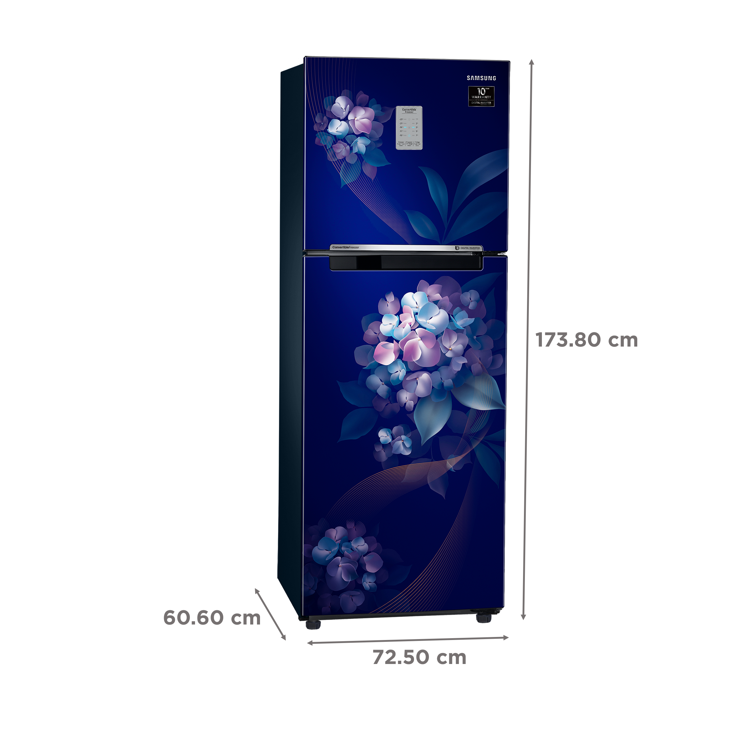 SAMSUNG 236 Litres 2 Star Frost Free Double Door Convertible Refrigerator with Deodorizing Filter (RT28C3732HS/HL, Hydrangea Blue)_3