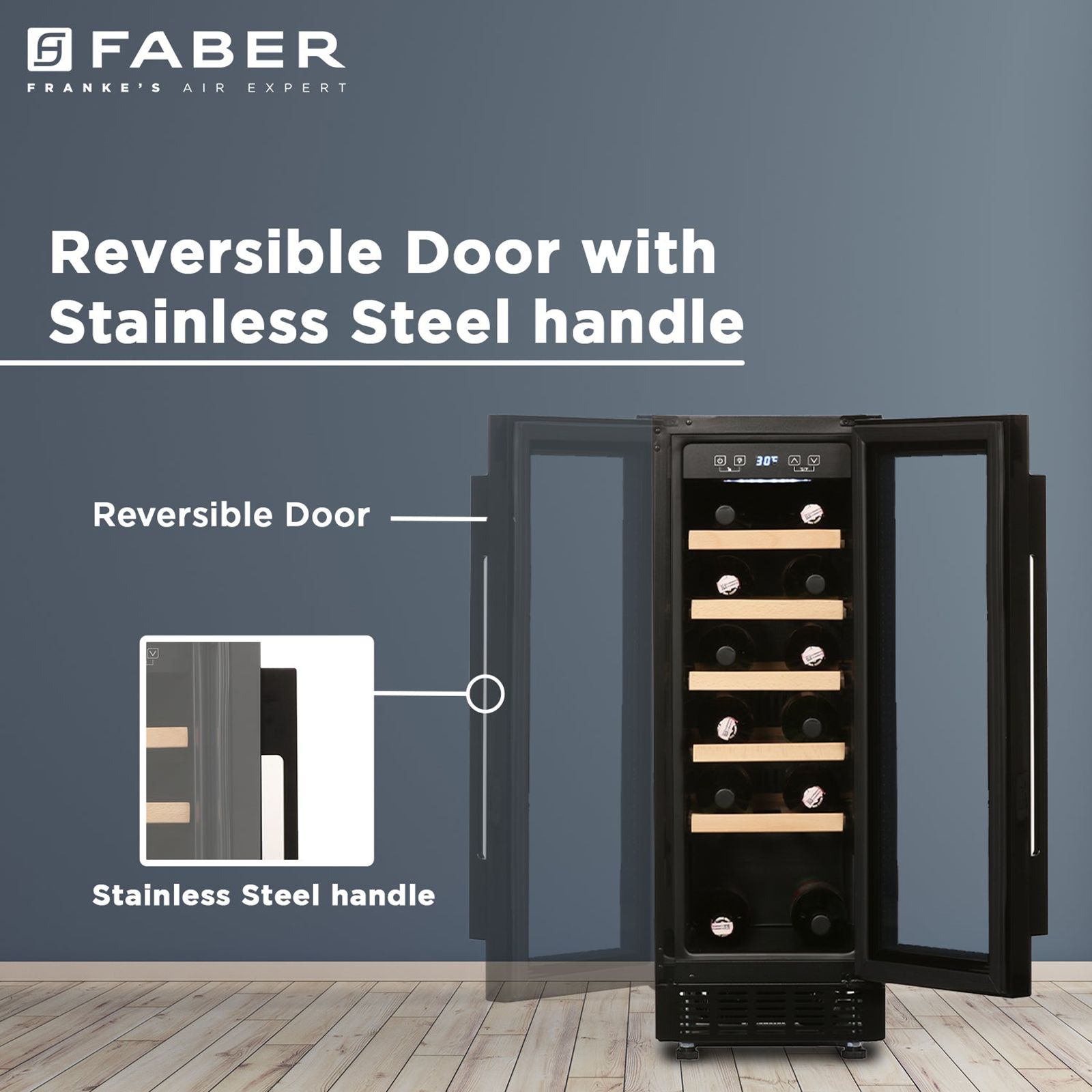 FABER 58 Litres 20 Bottles Wine Cooler (Triple Glazed Glass Door, FWCJCF58, Black)_14