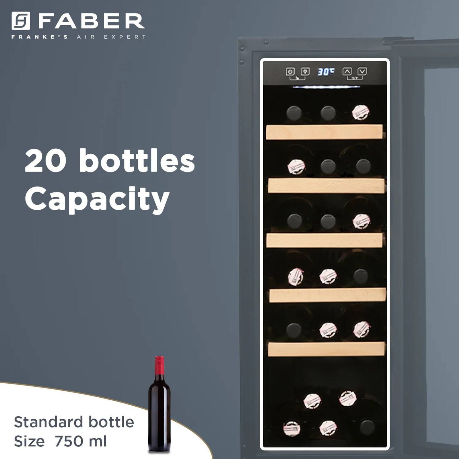 FABER 58 Litres 20 Bottles Wine Cooler (Triple Glazed Glass Door, FWCJCF58, Black)_16