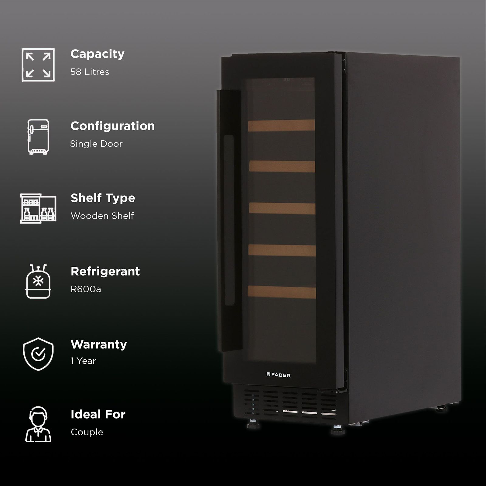 FABER 58 Litres 33 Bottles Wine Cooler (Touchpad Controller, FWCJCF88, Black)_2