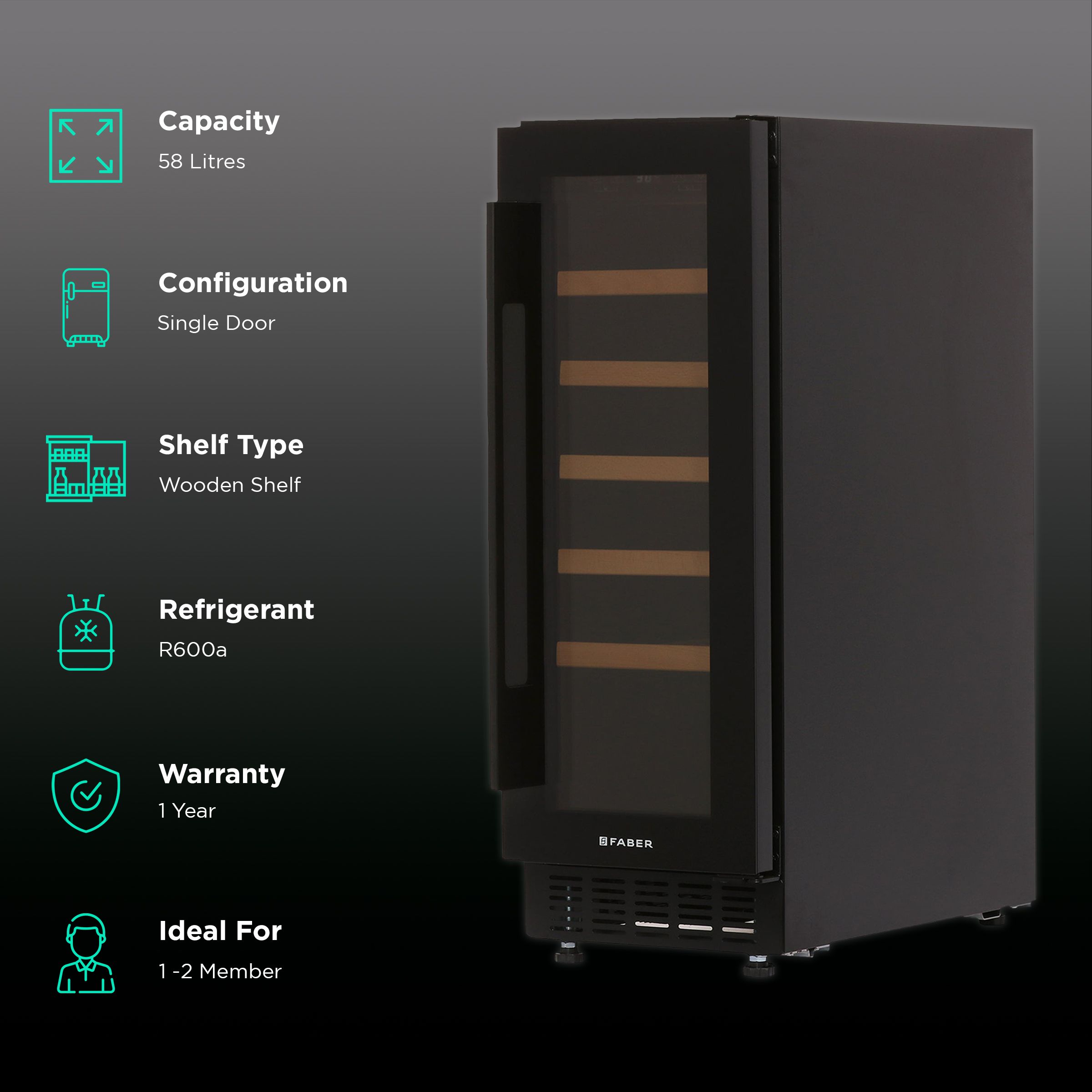 FABER 58 Litres 33 Bottles Wine Cooler (Touchpad Controller, FWCJCF88, Black) FABER 58 Litres 33 Bottles Wine Cooler (Touchpad Controller, FWCJCF88, Black)_2