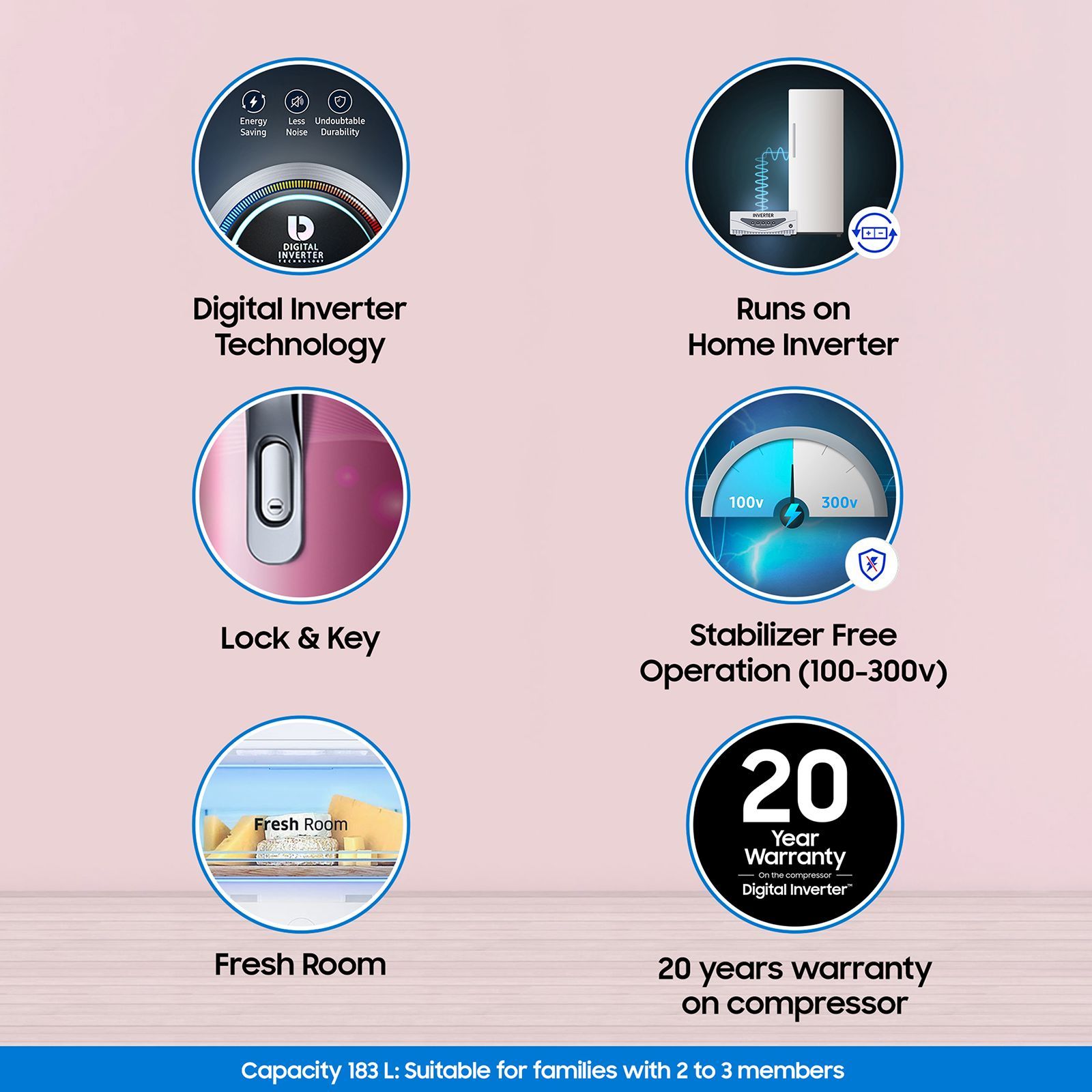SAMSUNG Stylish Grande 183 Litres3 Star Direct Cool Single Door Refrigerator with Anti Bacterial Gasket (RR20C1723R8/HL, Blooming Saffron Red)_15
