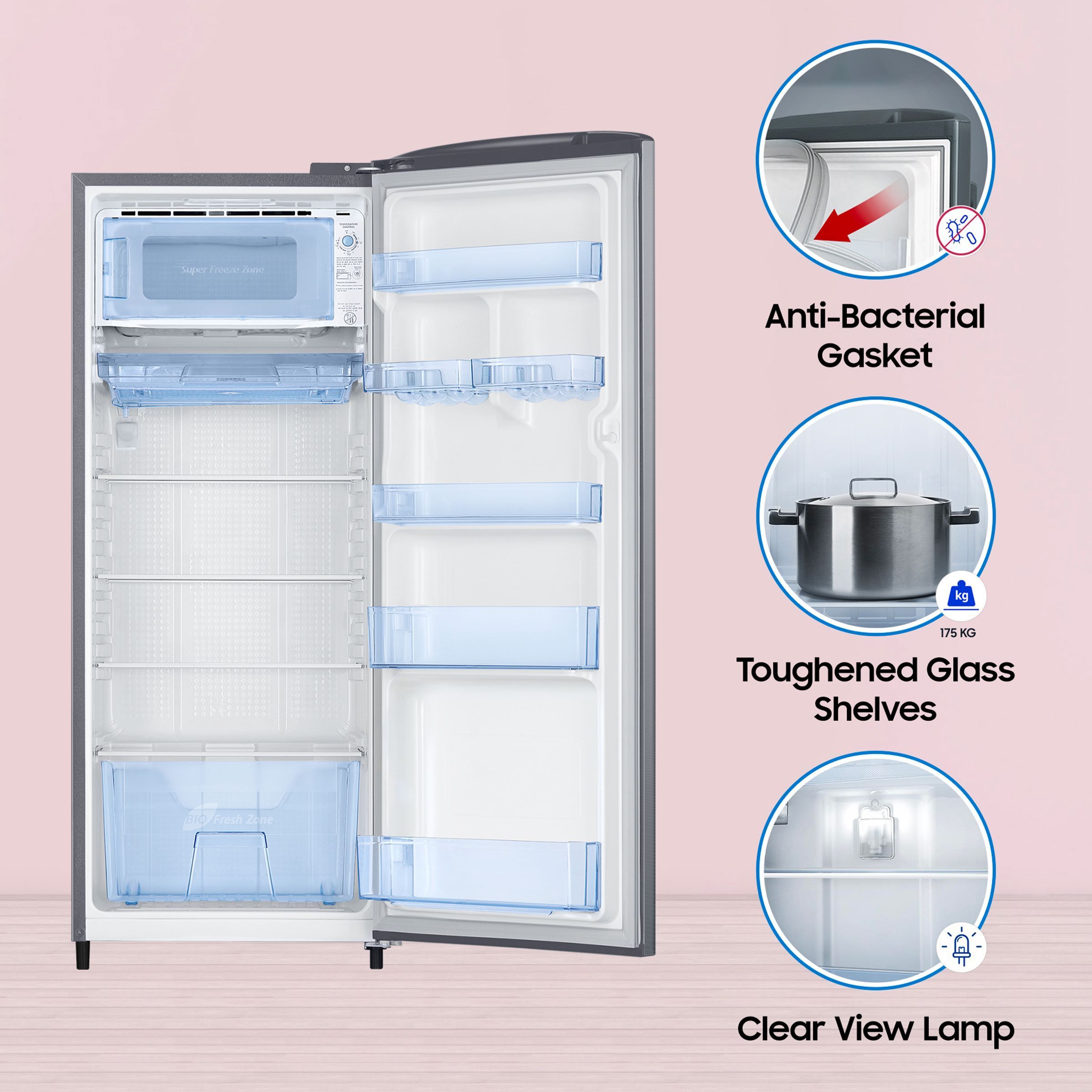 SAMSUNG 223 Litres 3 Star Direct Cool Single Door Refrigerator (RR24C2Y23S8/NL, Elegant Inox) SAMSUNG 223 Litres 3 Star Direct Cool Single Door Refrigerator (RR24C2Y23S8/NL, Elegant Inox)_12