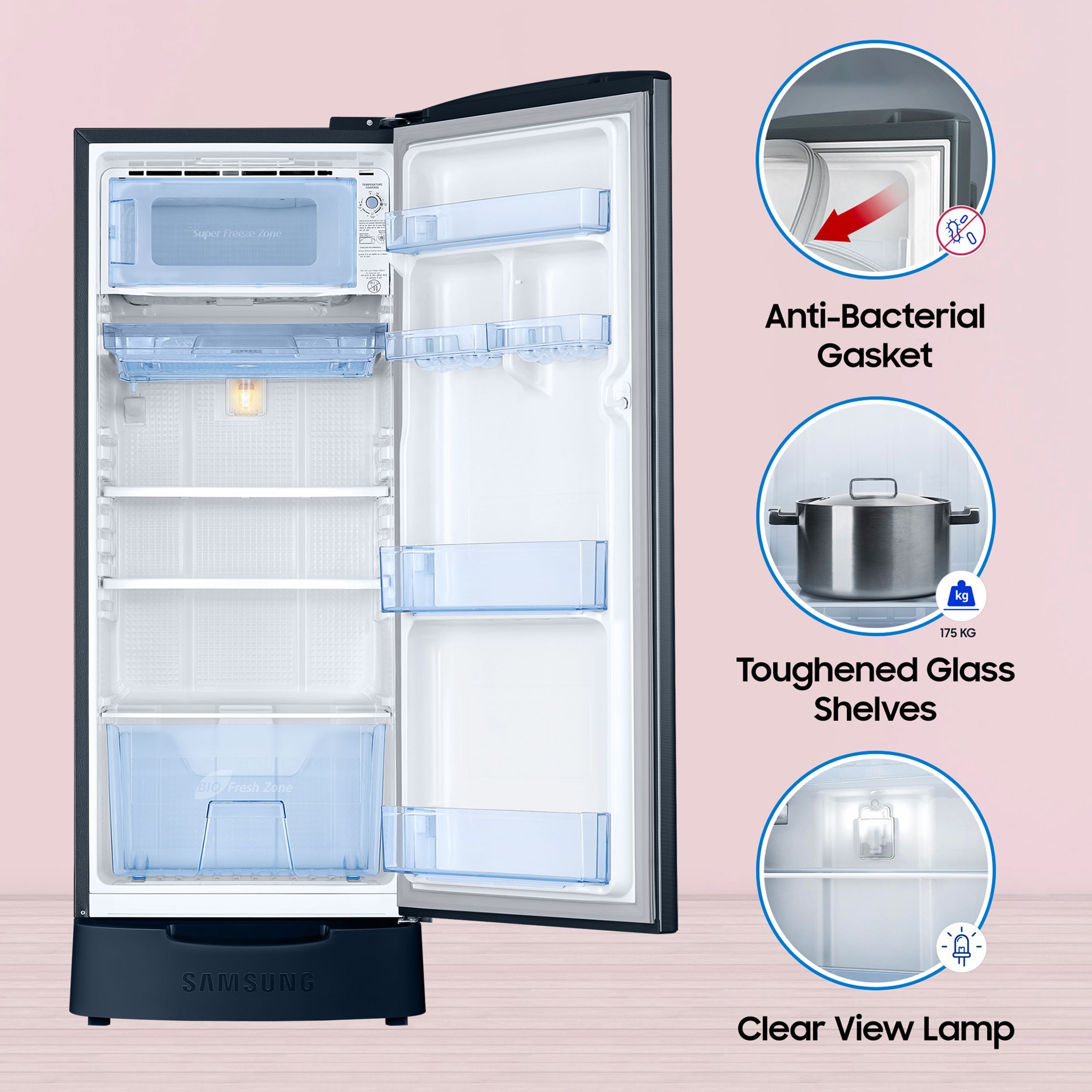 SAMSUNG 183 Litres 3 Star Direct Cool Single Door Refrigerator (RR20C1823U8/HL, Saffron Blue)_15