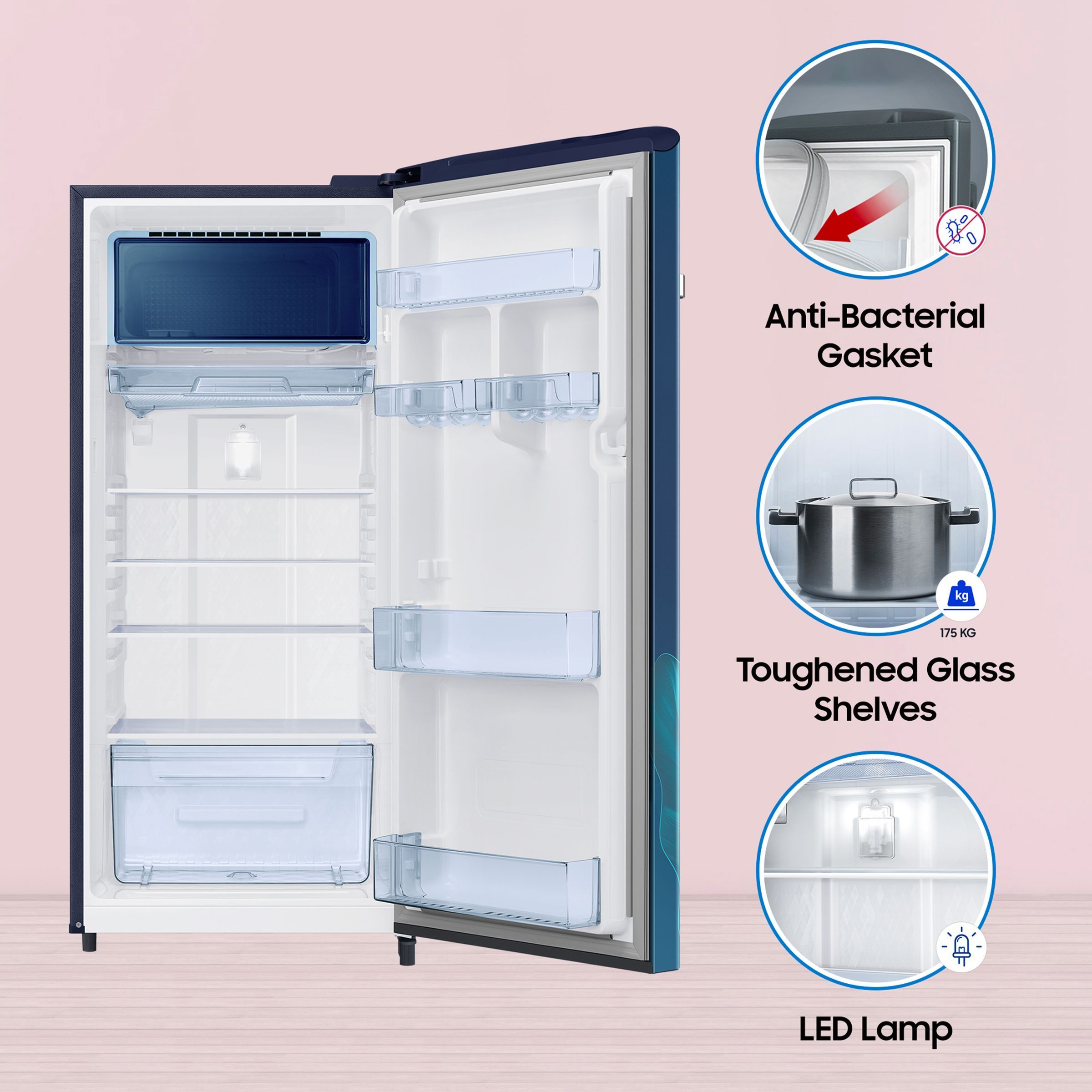 SAMSUNG 215 Litres 4 Star Direct Cool Single Door Refrigerator (RR23C2E249U/HL, Paradise Blue) SAMSUNG 215 Litres 4 Star Direct Cool Single Door Refrigerator (RR23C2E249U/HL, Paradise Blue)_16