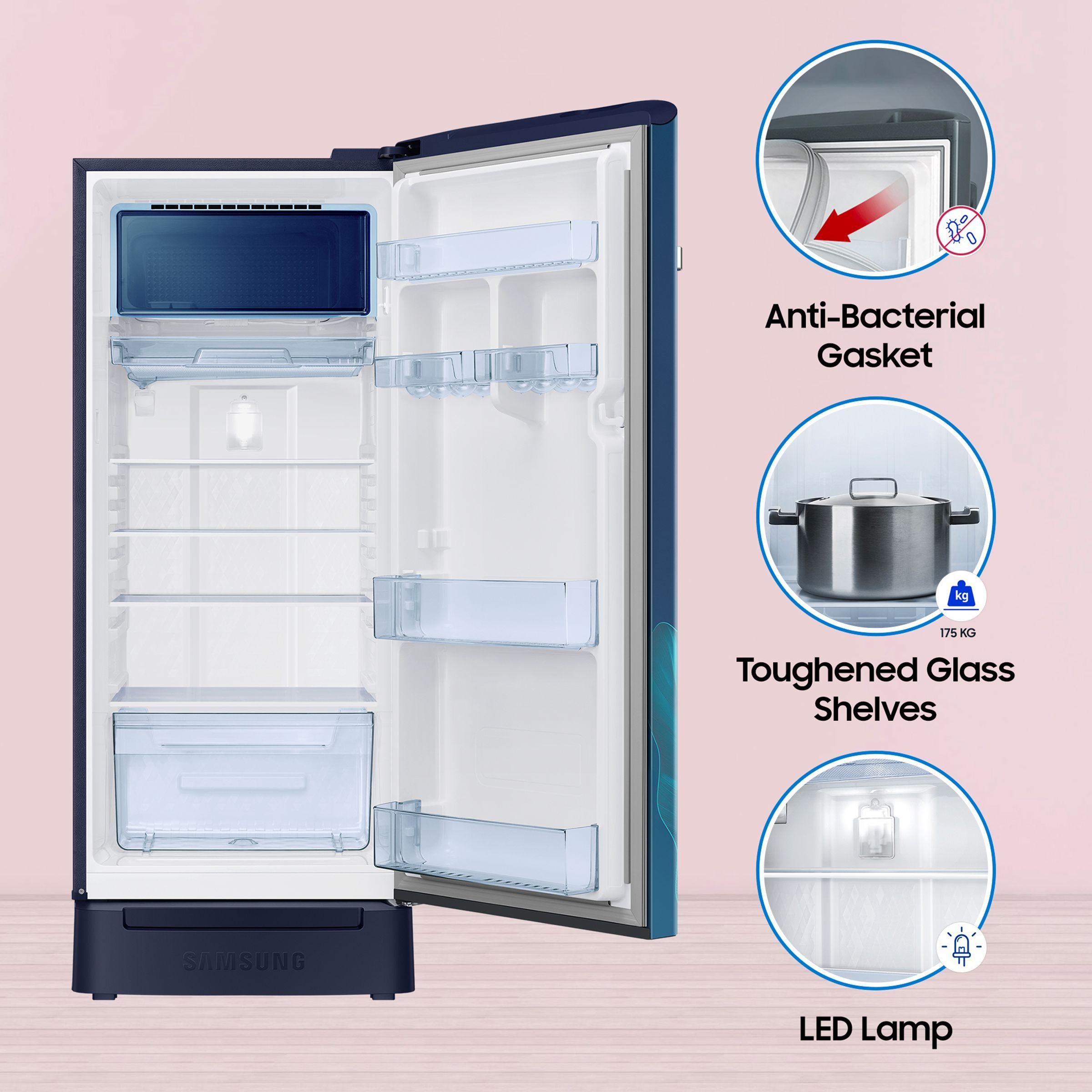 SAMSUNG 215 Litres 4 Star Direct Cool Single Door Refrigerator (RR23C2F249U/HL, Paradise Blue)_15