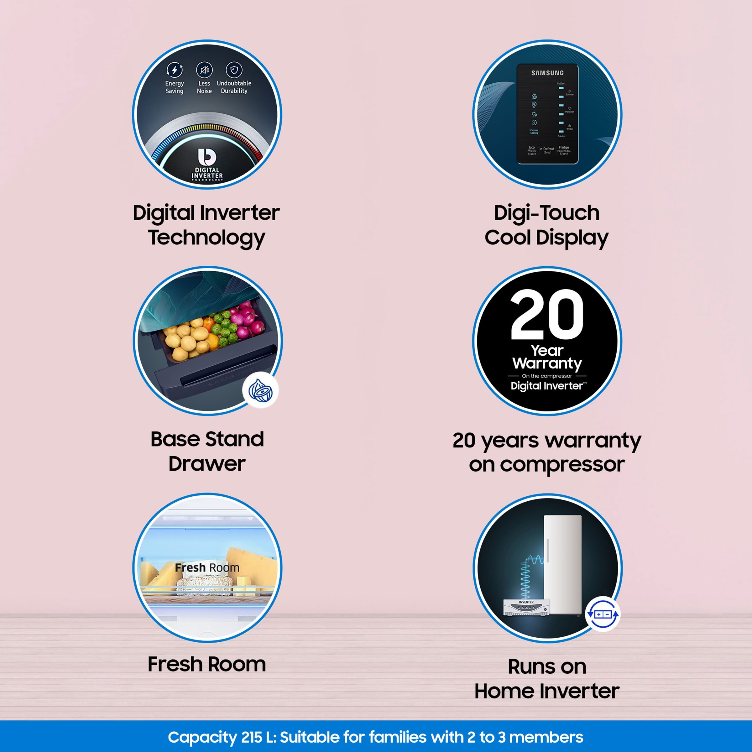 SAMSUNG 215 Litres 4 Star Direct Cool Single Door Refrigerator (RR23C2F249U/HL, Paradise Blue)_17