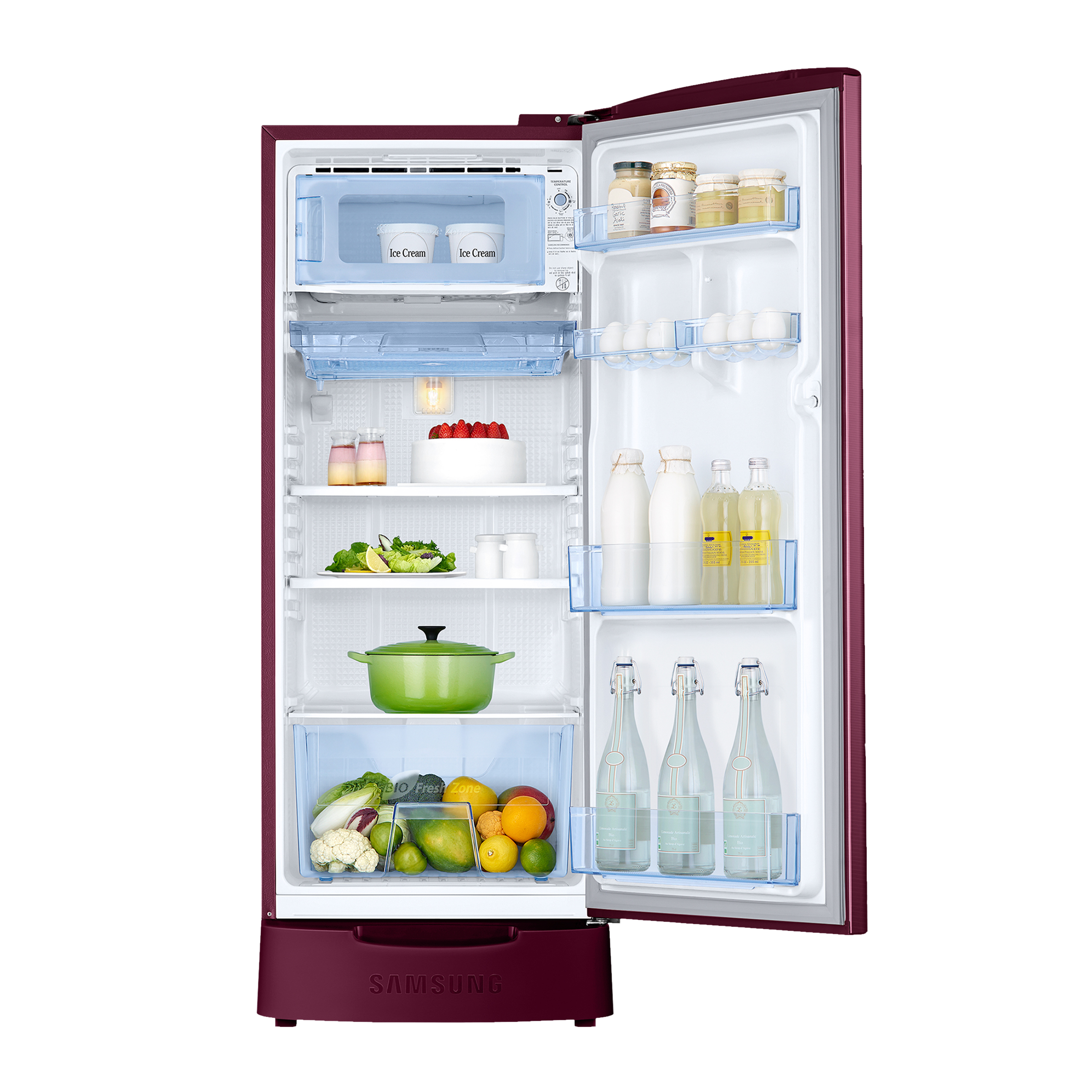 SAMSUNG 183 Litres 3 Star Direct Cool Single Door Refrigerator with Base Drawer (RR20C1823R8/HL, Saffron Red)_4
