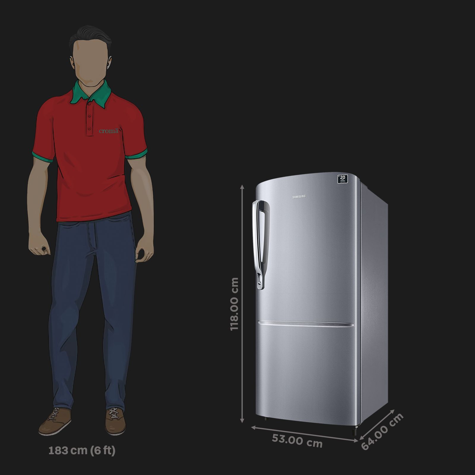 SAMSUNG Stylish Grande 183 Litres3 Star Direct Cool Single Door Refrigerator with Anti Bacterial Gasket (RR20C1723S8/HL, Elegant Inox)_2