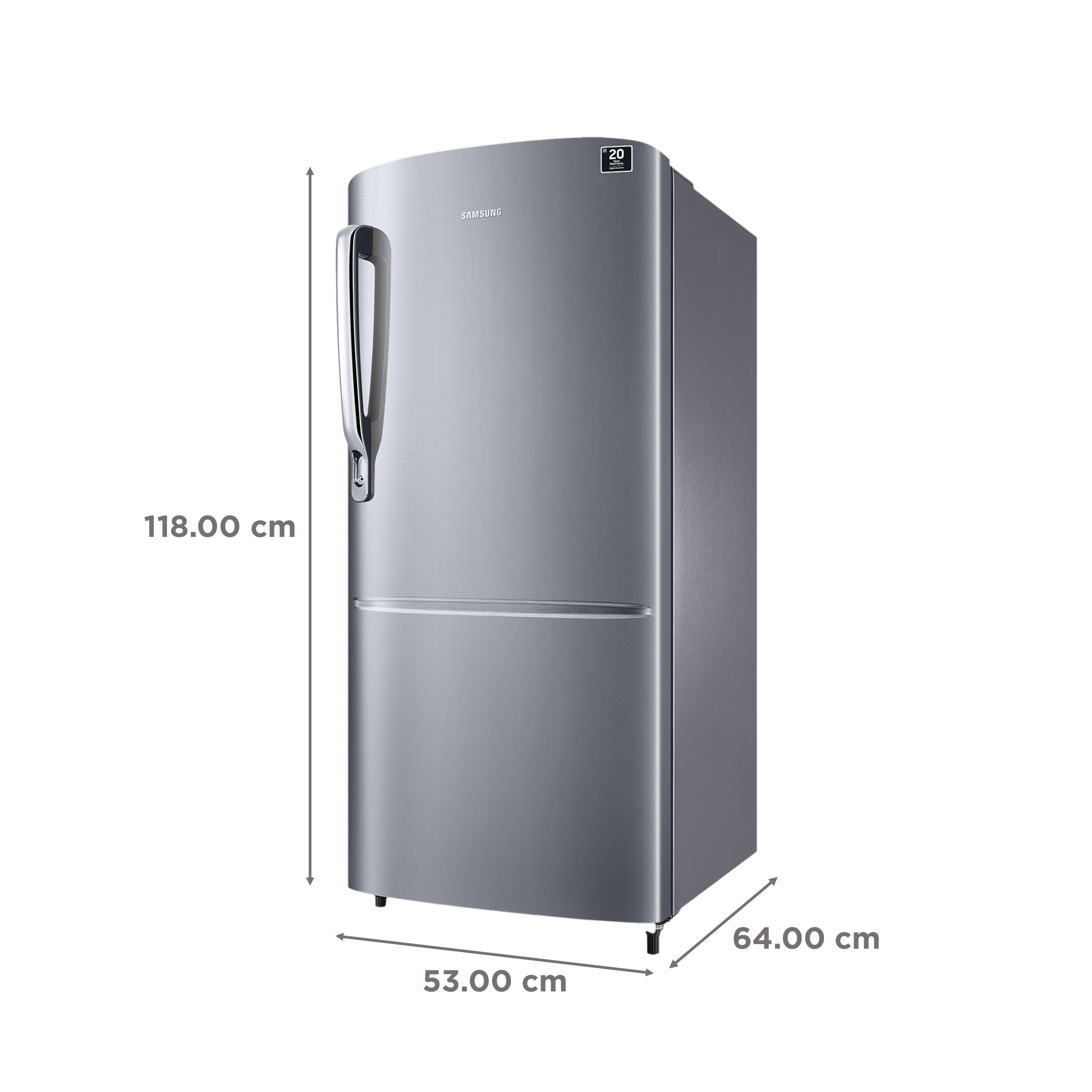 SAMSUNG Stylish Grande 183 Litres3 Star Direct Cool Single Door Refrigerator with Anti Bacterial Gasket (RR20C1723S8/HL, Elegant Inox)_3