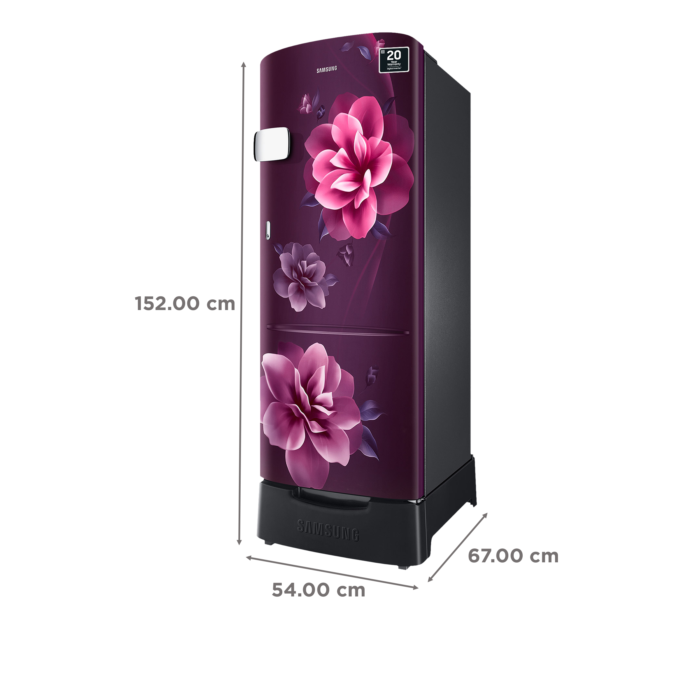 SAMSUNG Stylish Grande 223 Litres3 Star Direct Cool Single Door Refrigerator with Base Stand Drawer (RR24C2Z23CR/NL, Camellia Purple)_3