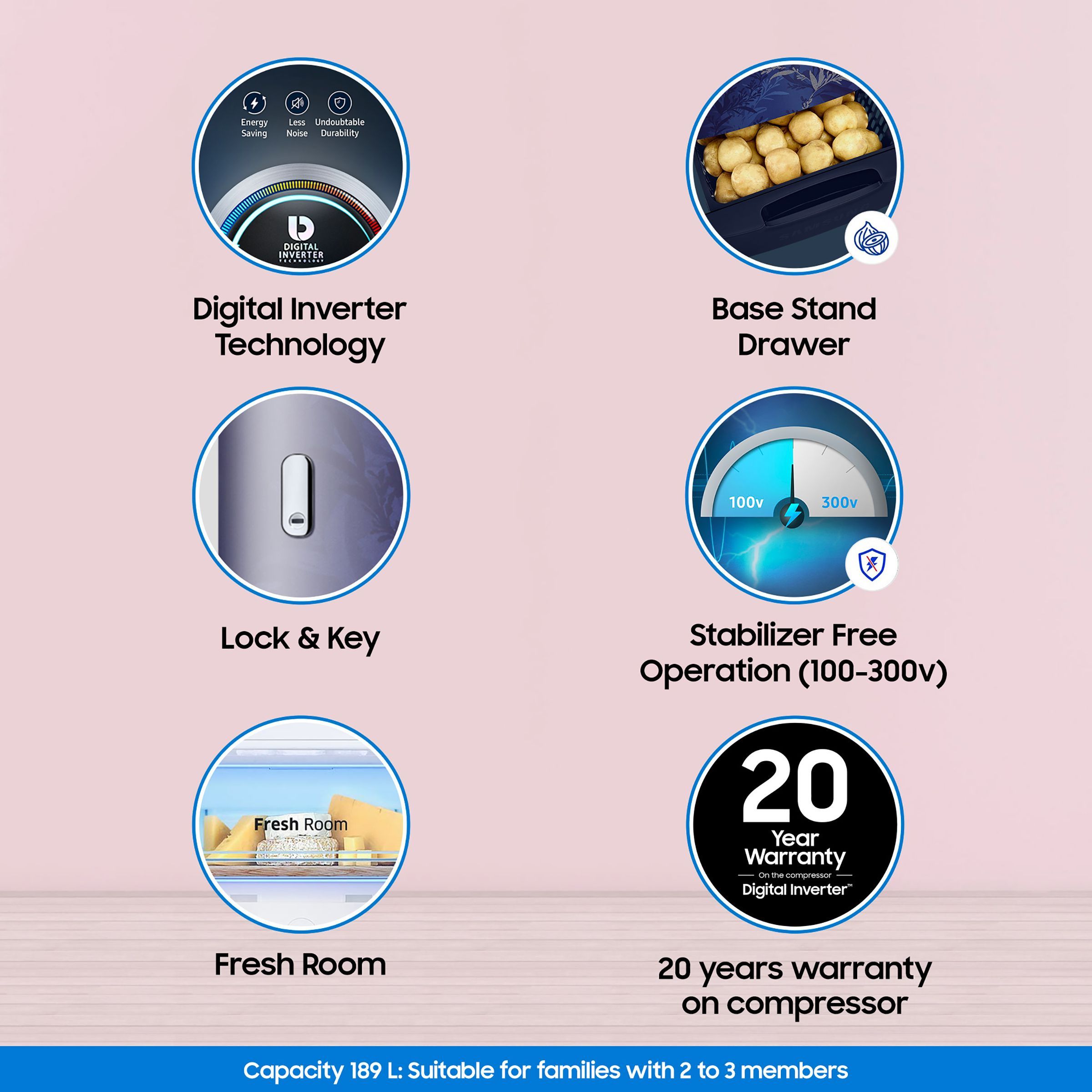 SAMSUNG 183 Litres 2 Star Direct Cool Single Door Refrigerator with Base Drawer (RR20C2Z226U/NL, Mystic Overlay Blue)_15