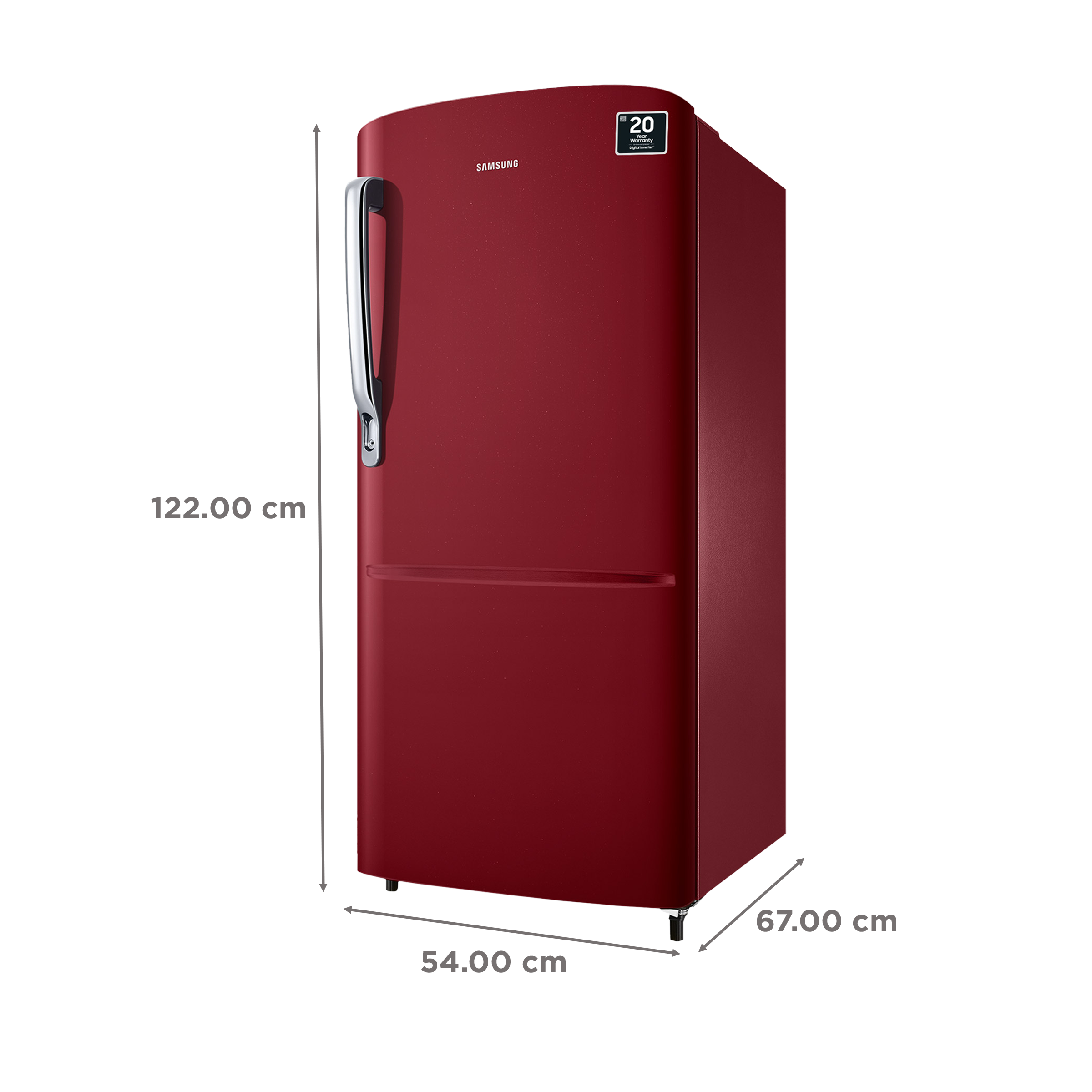 SAMSUNG 183 Litres 2 Star Direct Cool Single Door Refrigerator with Toughened Glass Shelves (RR20C2412RH/NL, Scarlet Red) SAMSUNG 183 Litres 2 Star Direct Cool Single Door Refrigerator with Toughened Glass Shelves (RR20C2412RH/NL, Scarlet Red)_3
