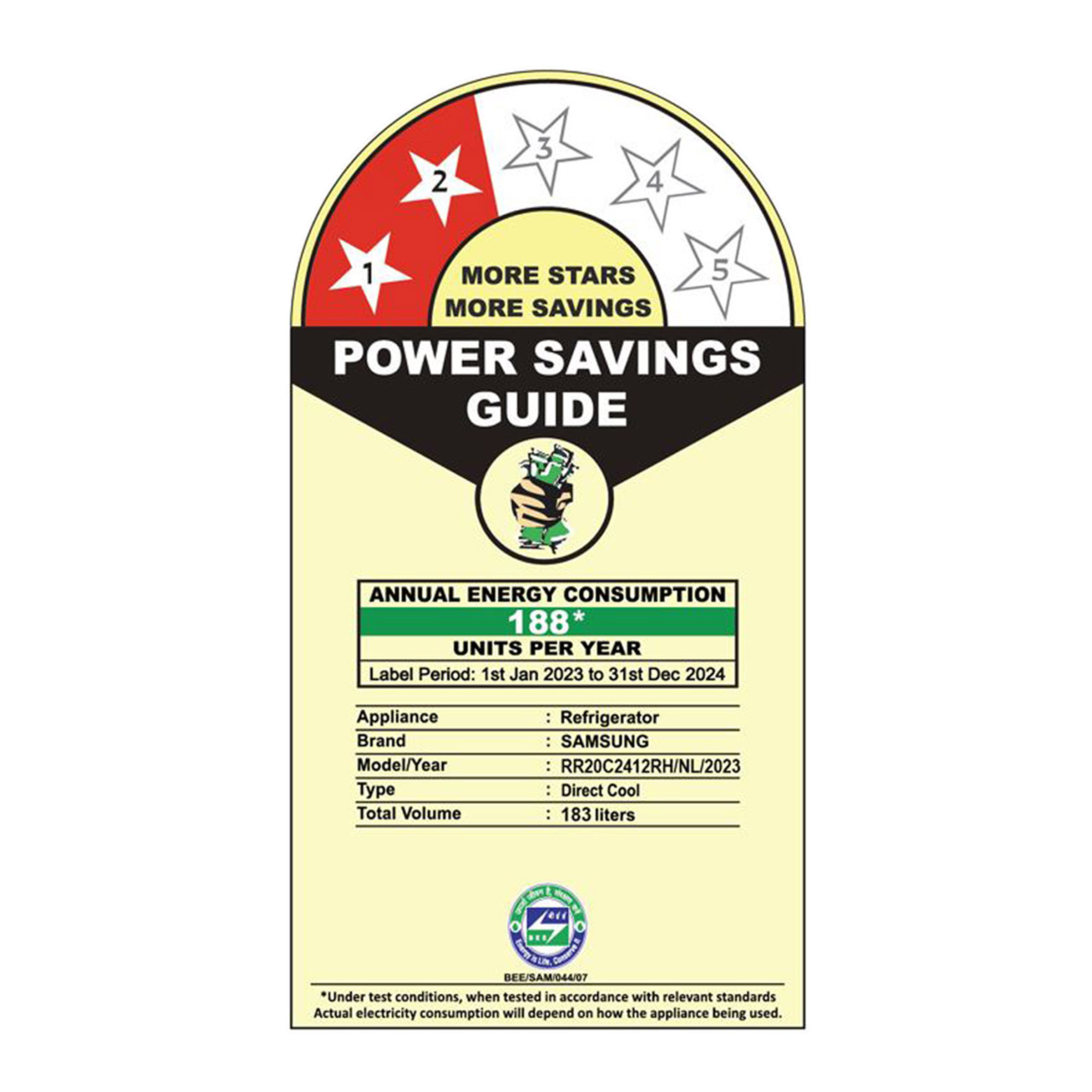 SAMSUNG 183 Litres 2 Star Direct Cool Single Door Refrigerator with Toughened Glass Shelves (RR20C2412RH/NL, Scarlet Red) SAMSUNG 183 Litres 2 Star Direct Cool Single Door Refrigerator with Toughened Glass Shelves (RR20C2412RH/NL, Scarlet Red)_5