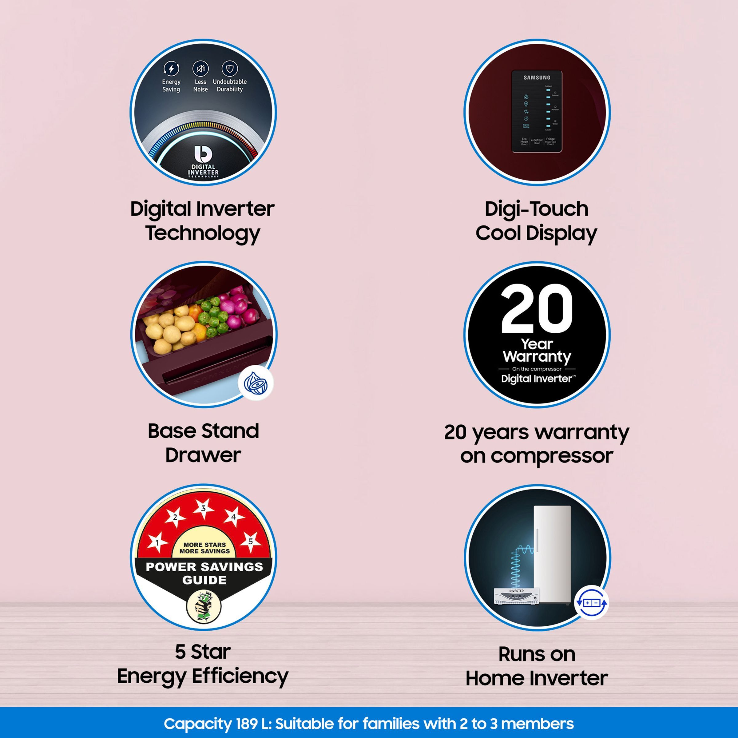 SAMSUNG 189 Litres 5 Star Direct Cool Single Door Refrigerator with Digi-Touch Cool (RR21C2F25HT/HL, Hydrangea Plum)_15