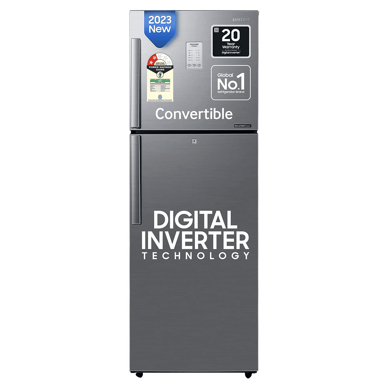 SAMSUNG 236 Litres 2 Star Frost Free Double Door Convertible Refrigerator with Anti Bacterial Gasket (RT28C3922S9/HL, Refined Inox)_1