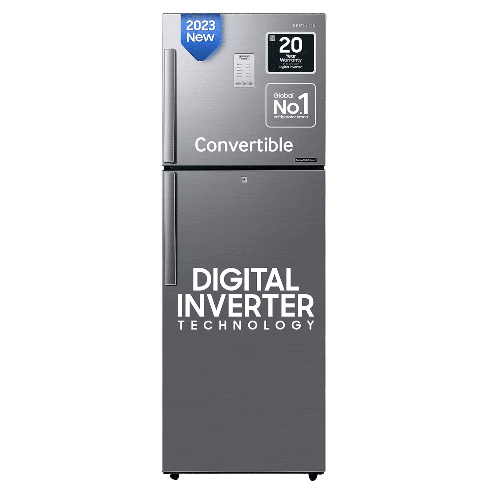 SAMSUNG 236 Litres 2 Star Frost Free Double Door Convertible Refrigerator with Anti Bacterial Gasket (RT28C3922S9/HL, Refined Inox)_1