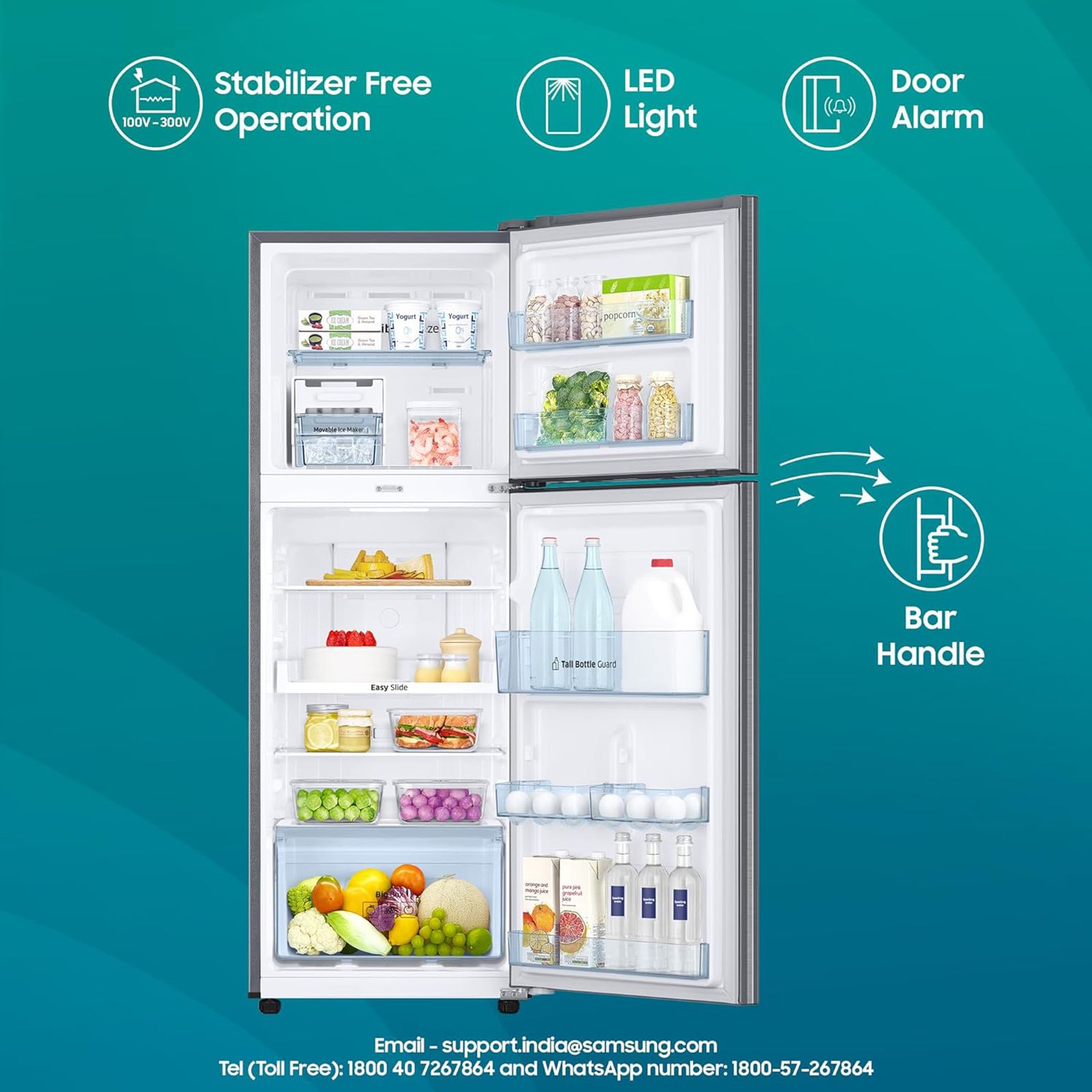 SAMSUNG 236 Litres 2 Star Frost Free Double Door Convertible Refrigerator with Anti Bacterial Gasket (RT28C3922S9/HL, Refined Inox)_12