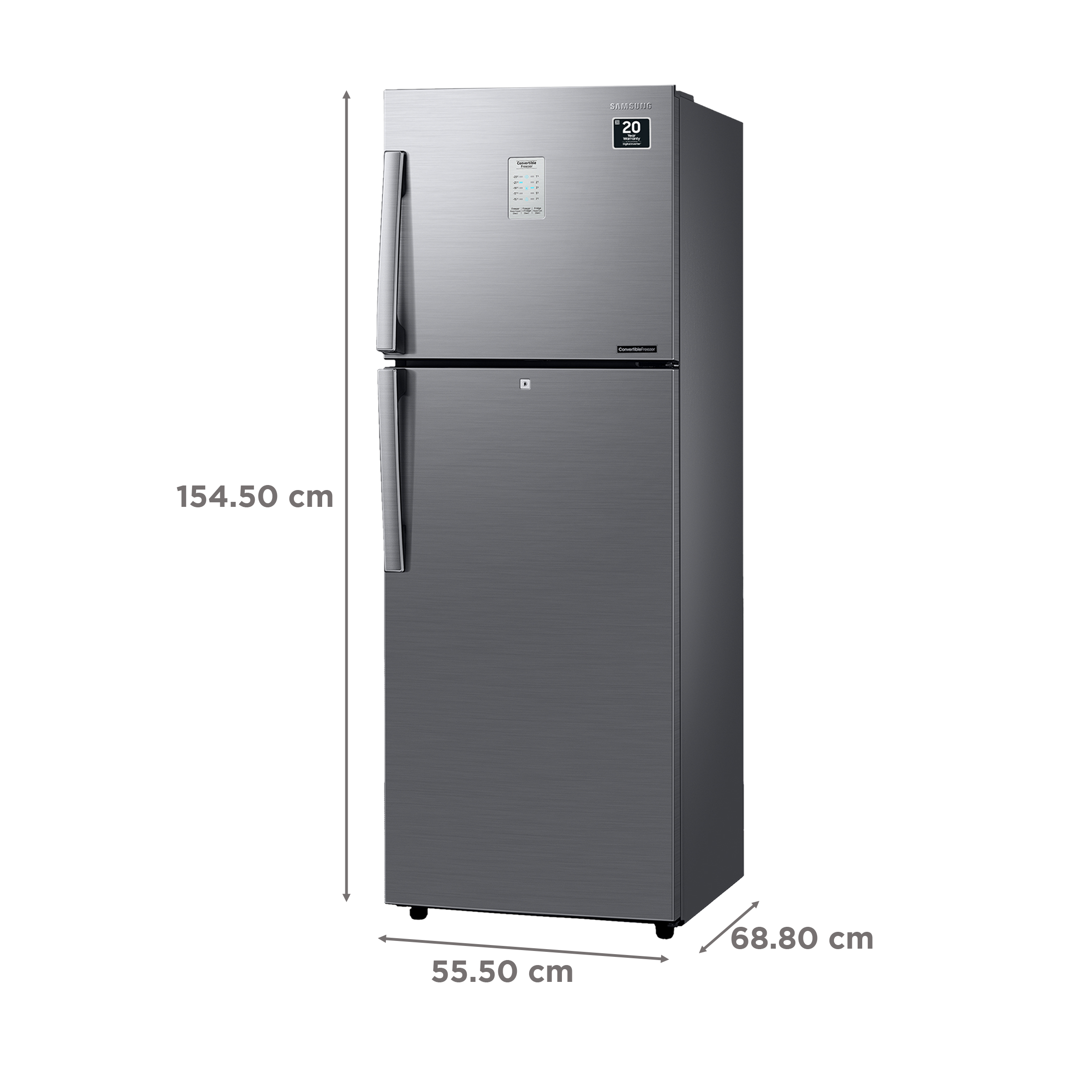 SAMSUNG 236 Litres 2 Star Frost Free Double Door Convertible Refrigerator with Anti Bacterial Gasket (RT28C3922S9/HL, Refined Inox)_3