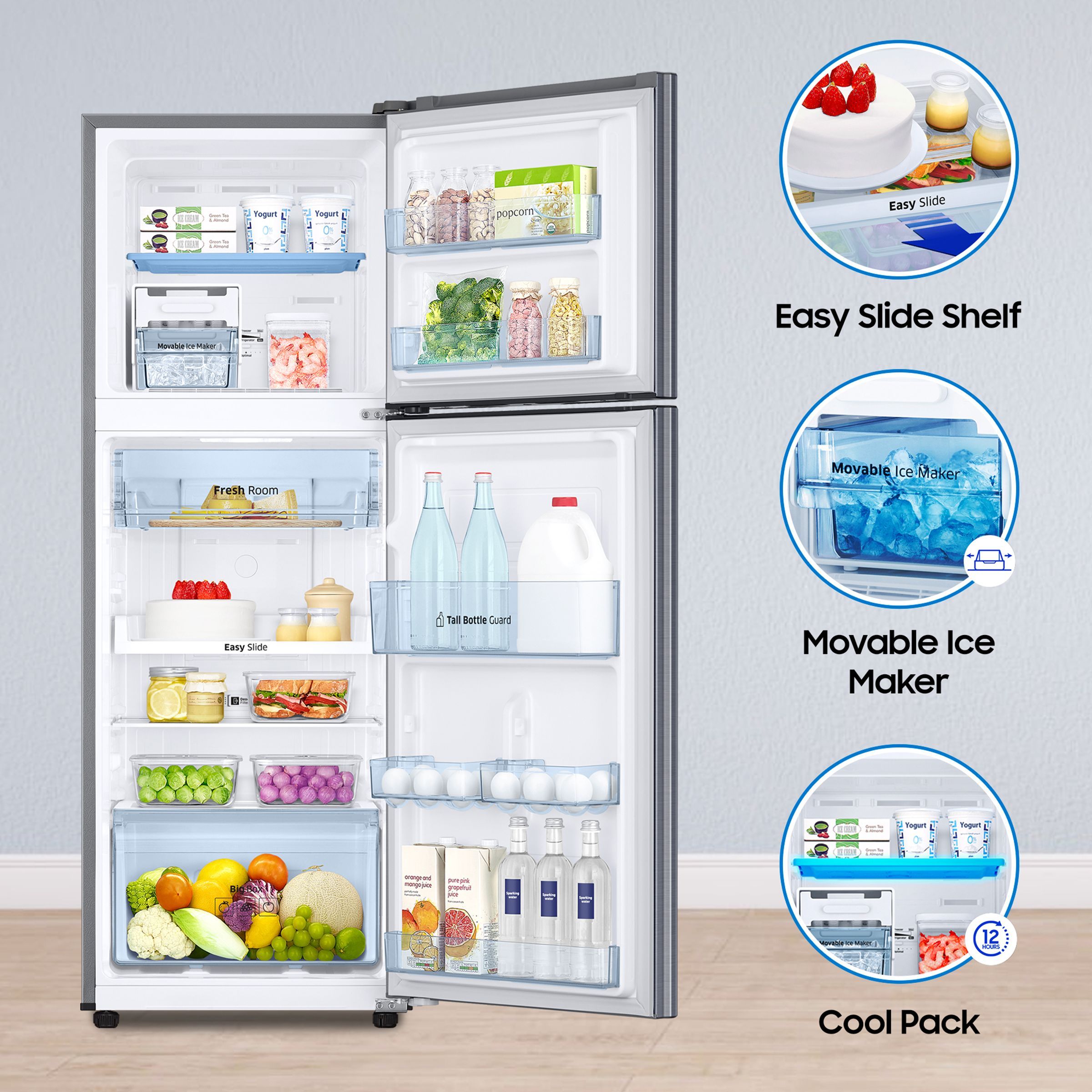 SAMSUNG 236 Litres 2 Star Frost Free Double Door Refrigerator with Antibacterial Gasket (RT28C3452S8/HL, Elegant Inox)_11