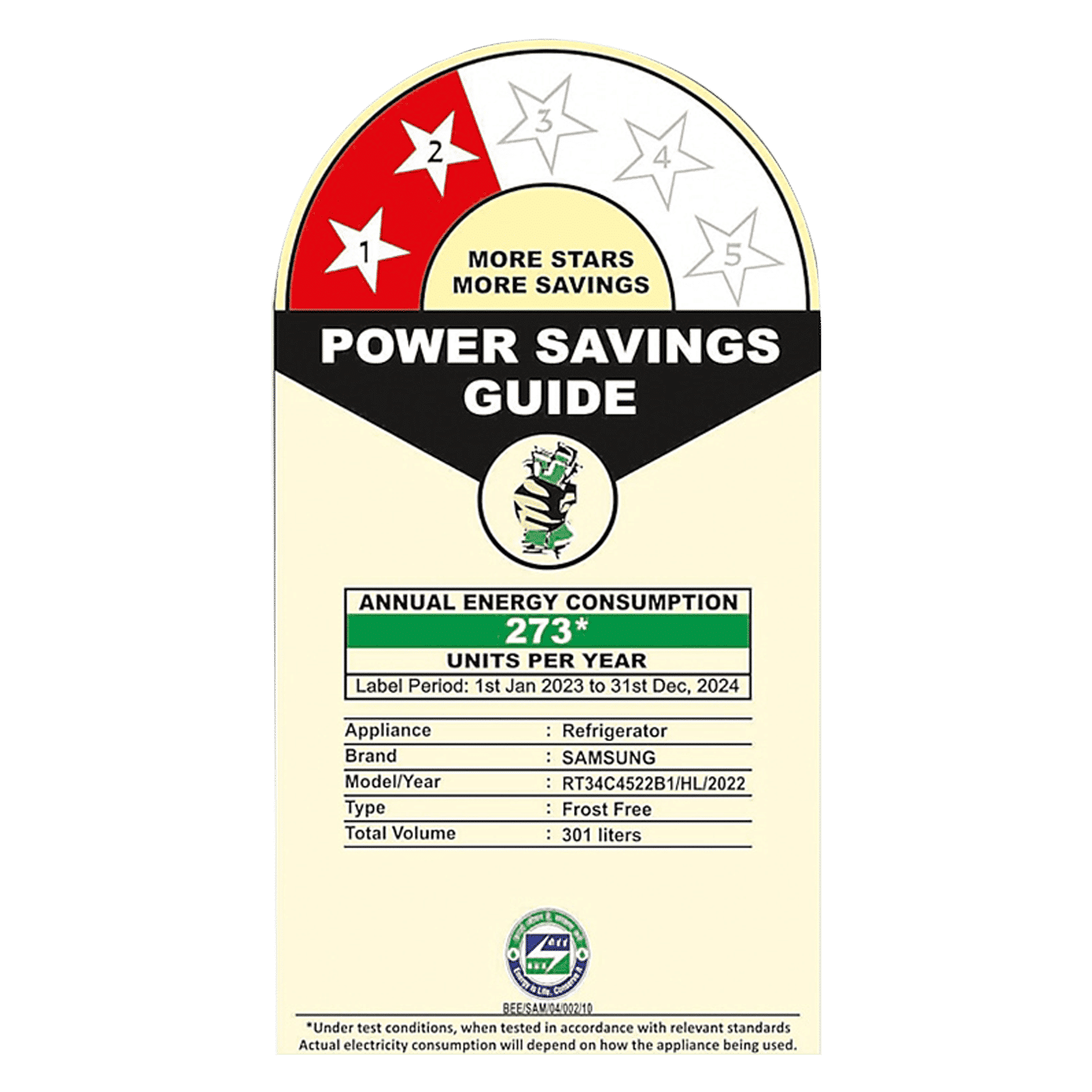 SAMSUNG 301 Litres 2 Star Frost Free Double Door Convertible Refrigerator with Twin Cooling Plus (RT34C4522B1/HL, Black Matt)_8