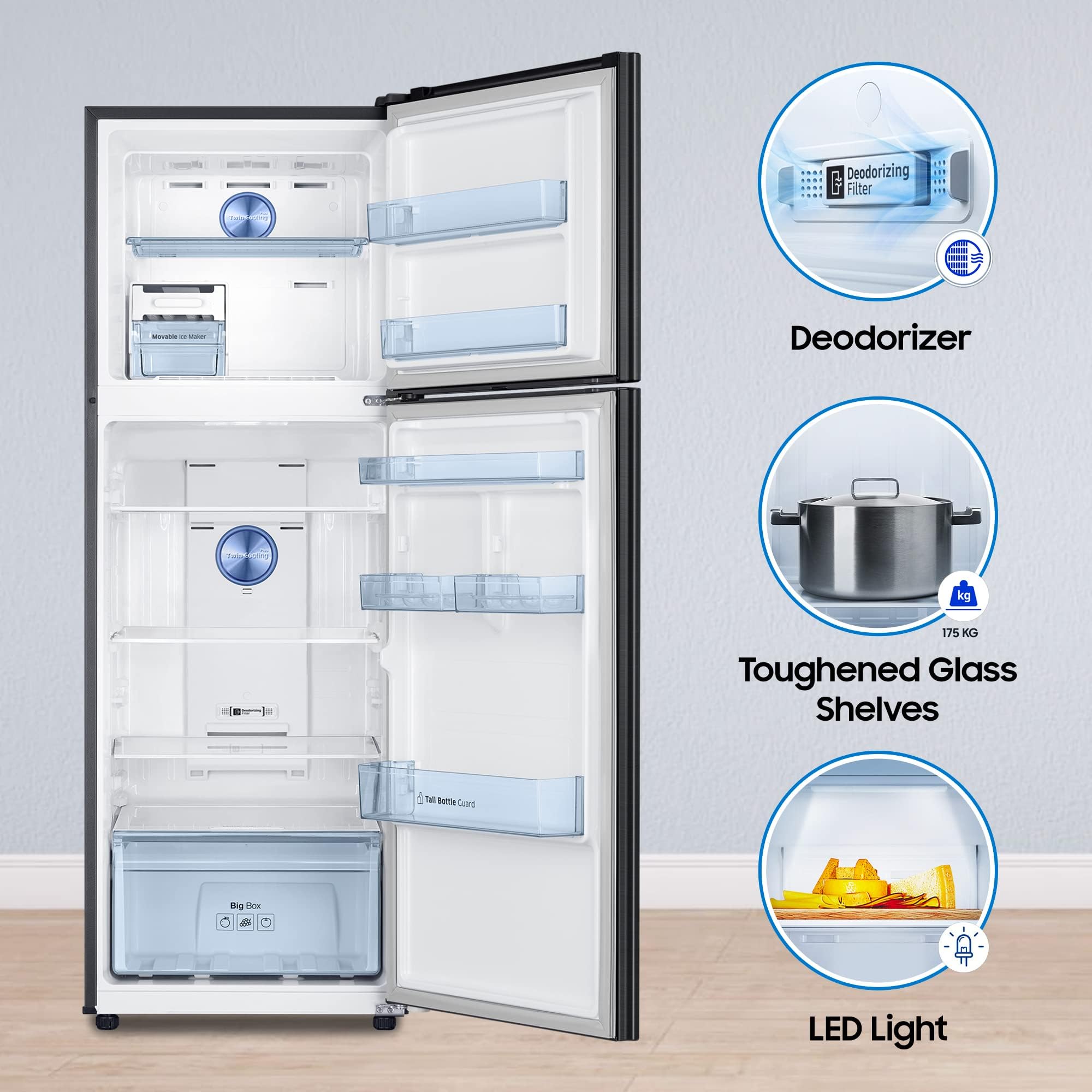 SAMSUNG 322 Litres 2 Star Frost Free Double Door Refrigerator (RT37C4512BX/HL, Luxe Black)_15